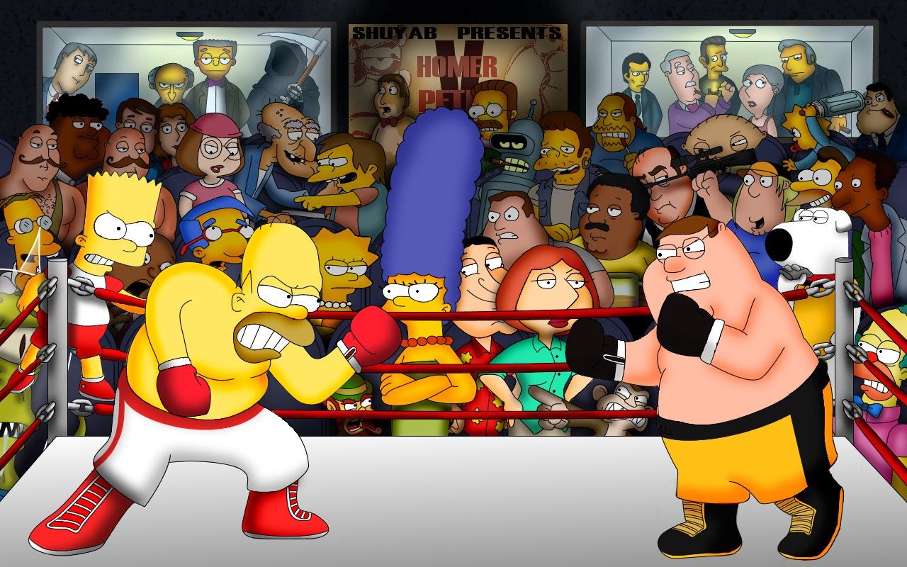 Family Guy, Homer Simpson, versus, The Simpsons, Peter Griffin wallpaper