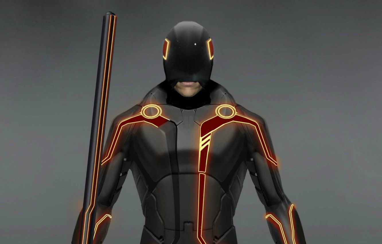 Wallpaper weapons, costume, Tron Legacy, player, tron legacy image for desktop, section игры