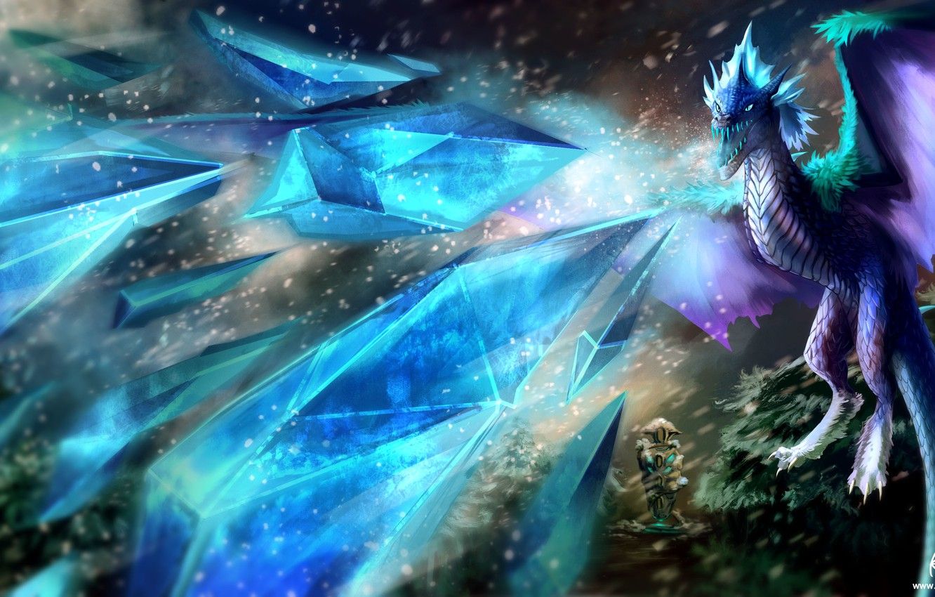 Wallpaper snow, dragon, tower, ice, art, Dota 2, kovah, Winter Wyvern, Auroth image for desktop, section игры
