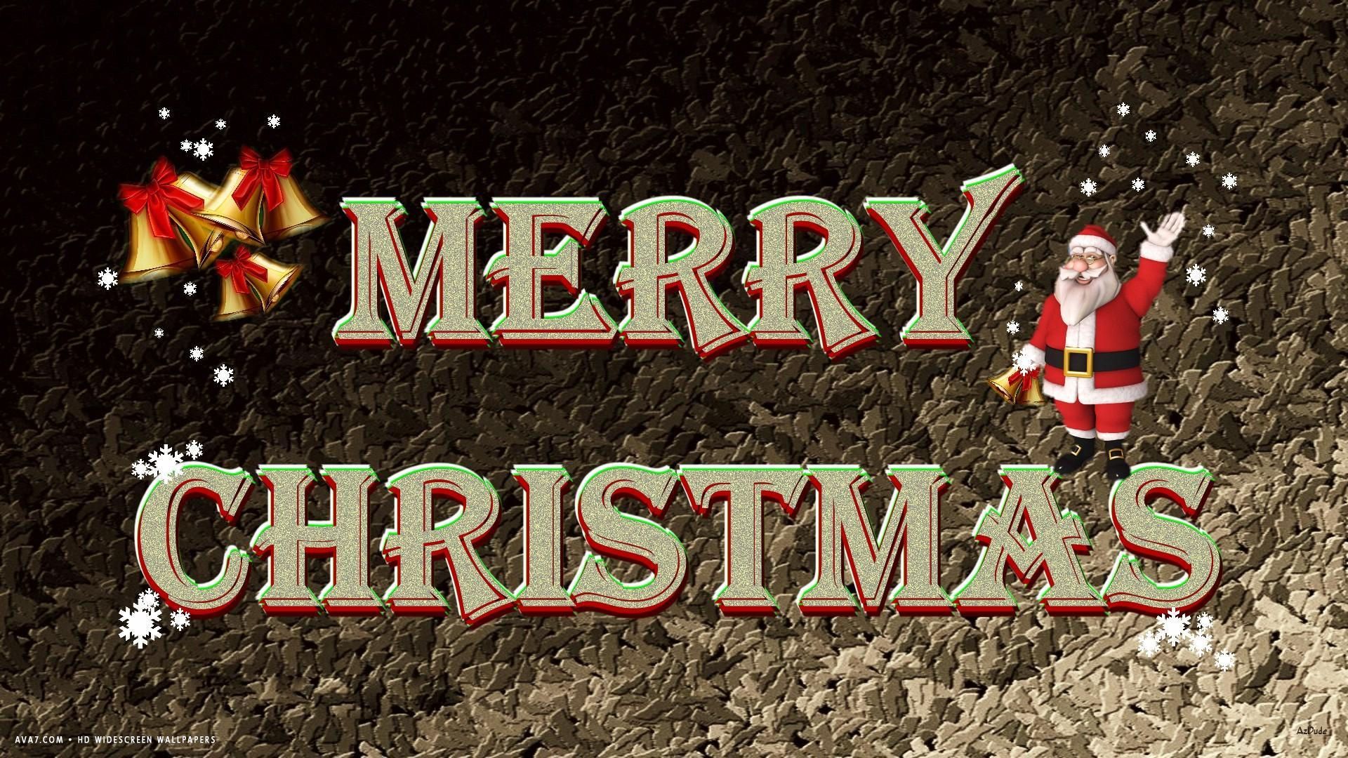 merry christmas text sant jingle bells holiday HD widescreen wallpaper / holidays background