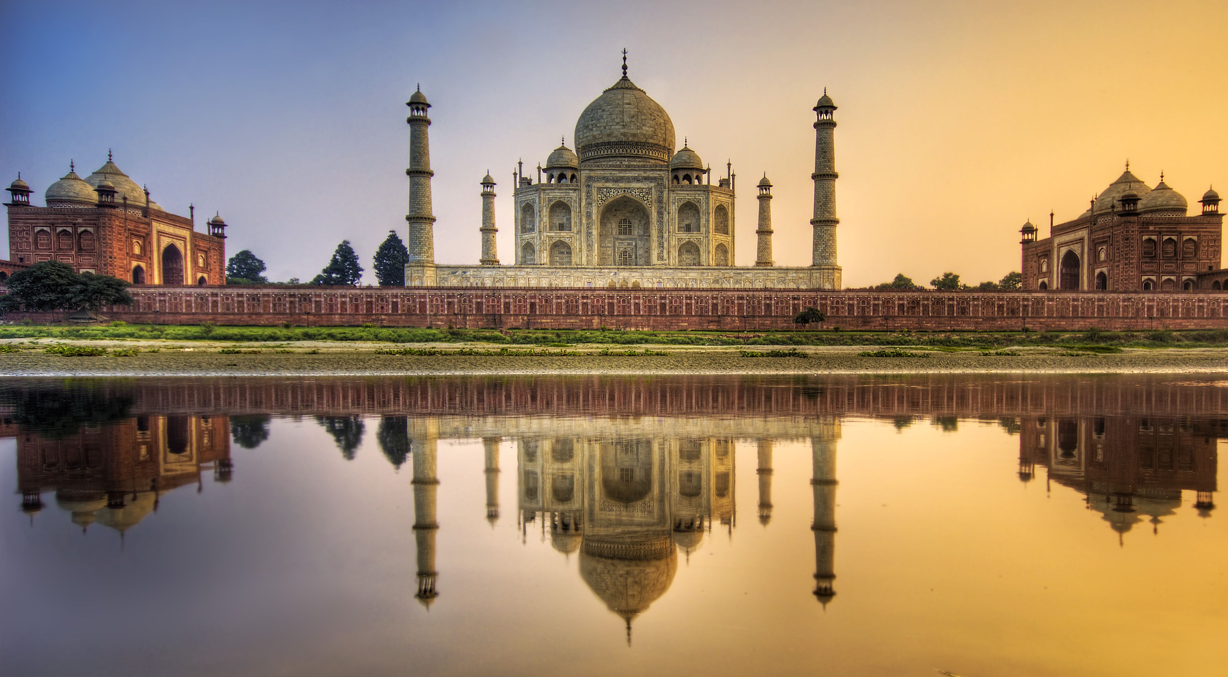 Taj Mahal Agra India Reflection Uttar Pradesh Wallpaper:4011x2211