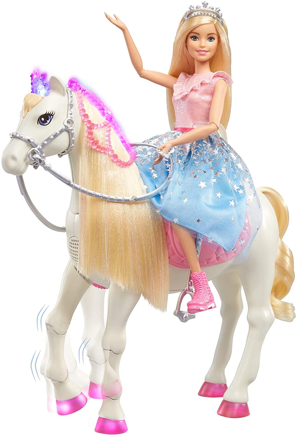 Barbie Princess Adventure Prance & Shimmer Horse and Barbie Princess Doll, Interactive Toy with 3 Songs, Lights, Sounds and Realistic Movements, Gift for 3 to 7 Year Olds, Dolls