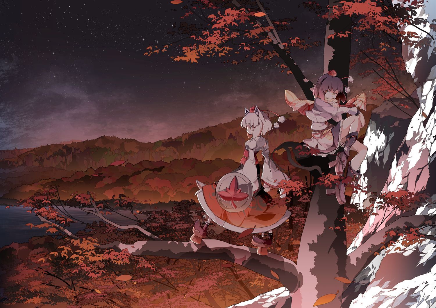 The tengu guard Youkai mountain. Momiji seems to take her duties a bit more seriously than Aya,. Anime artwork wallpaper, Anime wallpaper, Anime artwork
