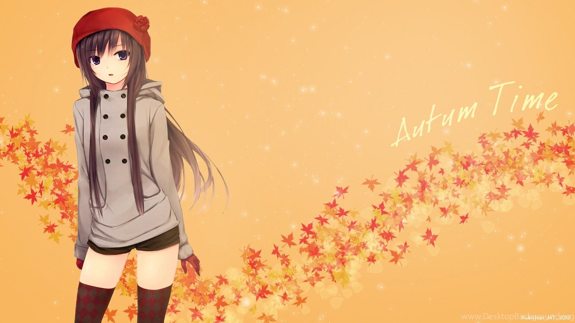 Anime Girl Autumn HD Wallpaper Desktop Background