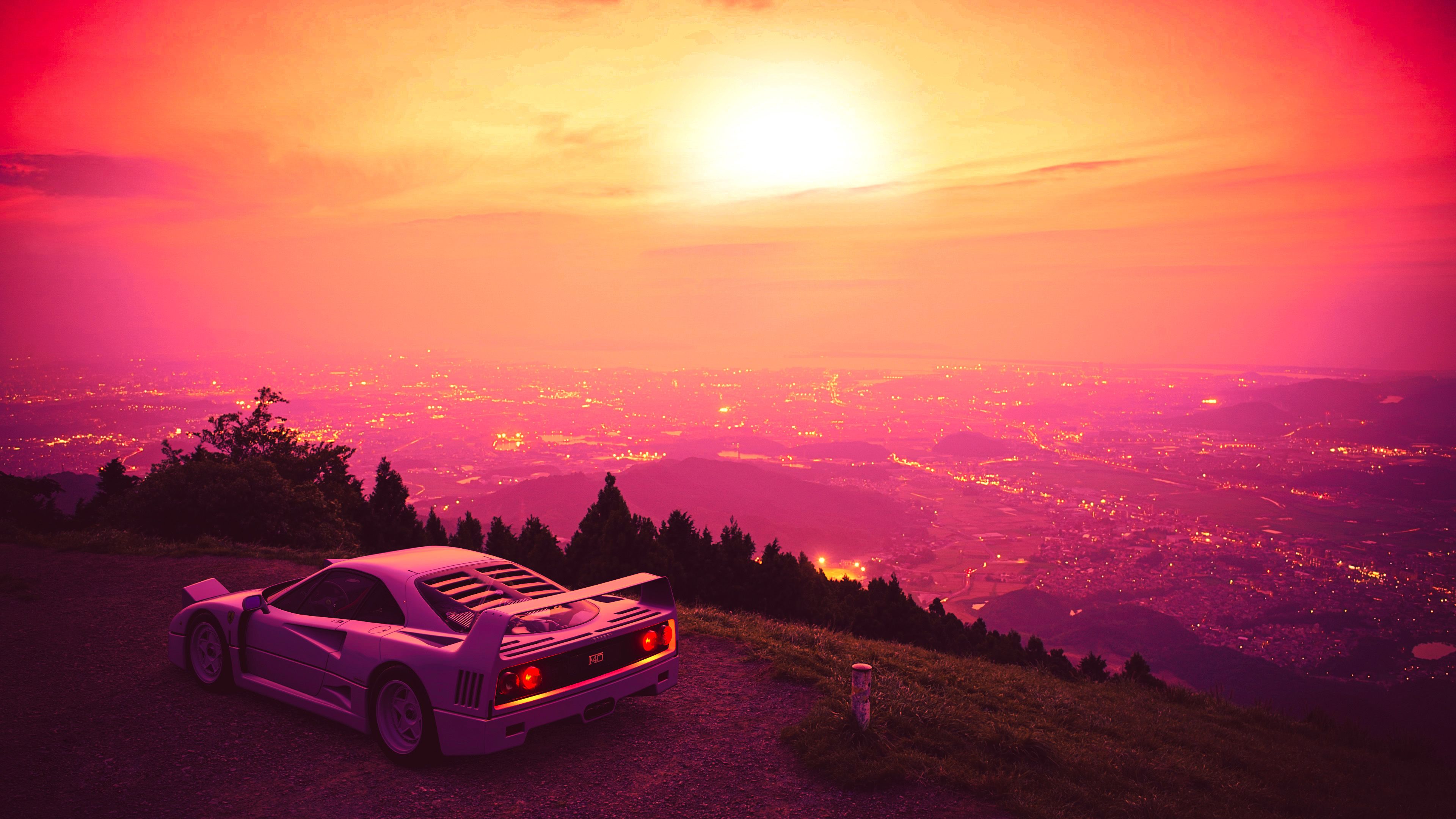 Outrun Sunset 4K Wallpaper, HD Artist 4K Wallpaper, Image, Photo and Background