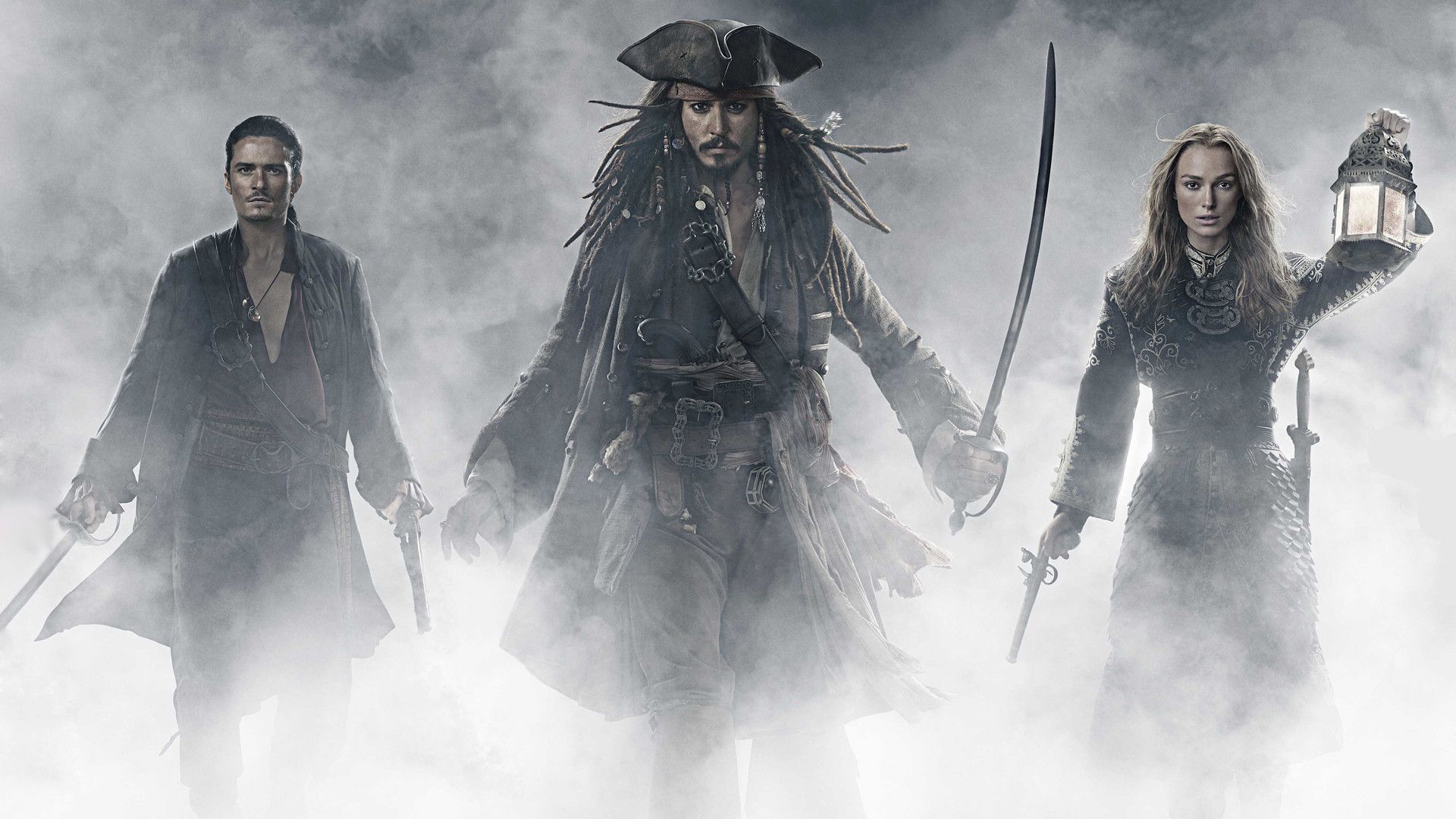 movies, Keira Knightley, Pirates of the Caribbean, Johnny Depp, Orlando Bloom, Captain Jack Sparrow, Elizabeth Swann wallpaper