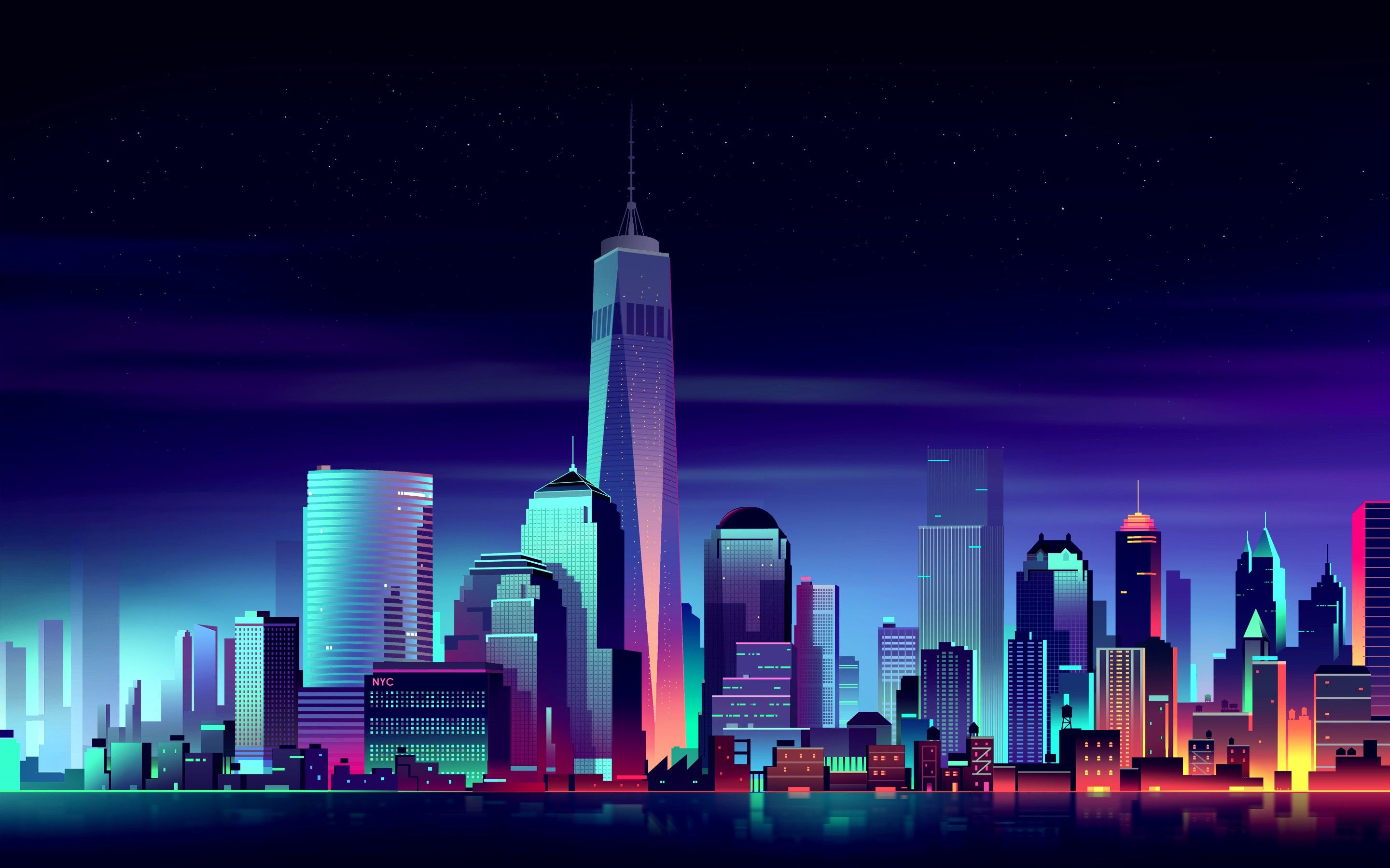 Download HD Wallpaper Of 273761 Night, Cityscape, Colorful, New_York_City. Free Download High Quality And. Building Illustration, City Buildings, City Wallpaper
