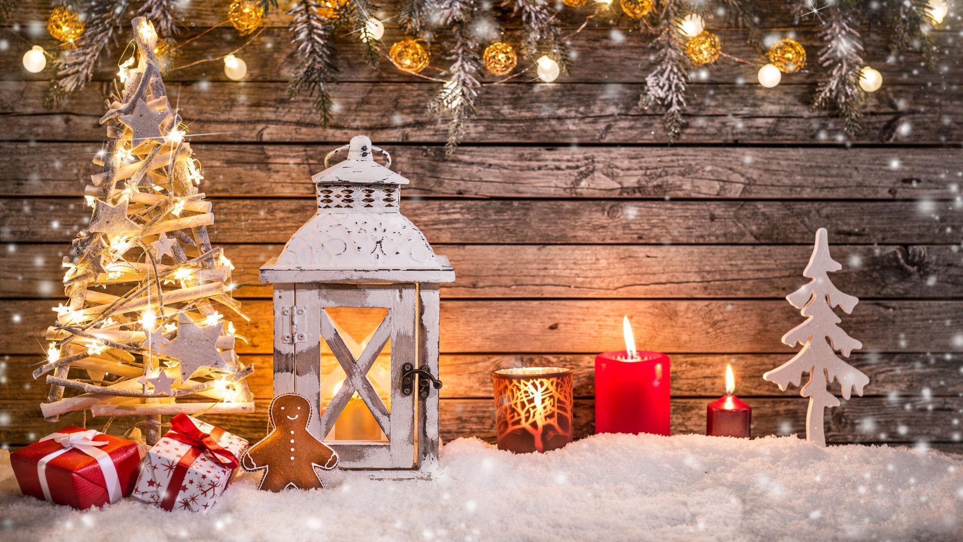 Christmas, New Year, Toys, Fir Tree, Lamp, Decorations, Snow, 5k (horizontal). Christmas Lanterns, Christmas Wallpaper Free, Free Christmas Wallpaper Downloads