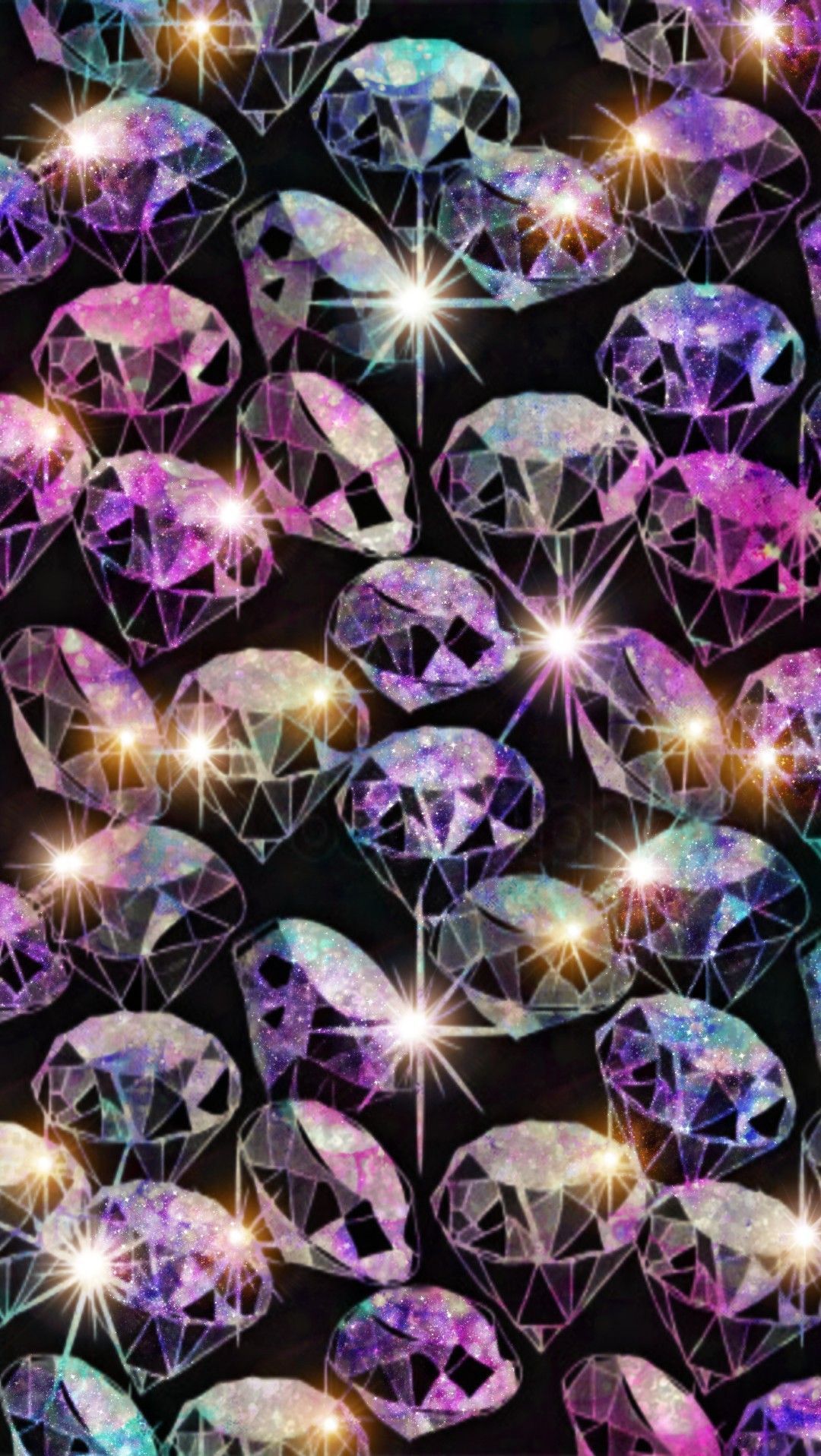 Twinkling Gems Galaxy, made by me #purple #sparkly #wallpaper #background #sparkles #glittery. Diamond wallpaper, Pretty phone wallpaper, Wallpaper background