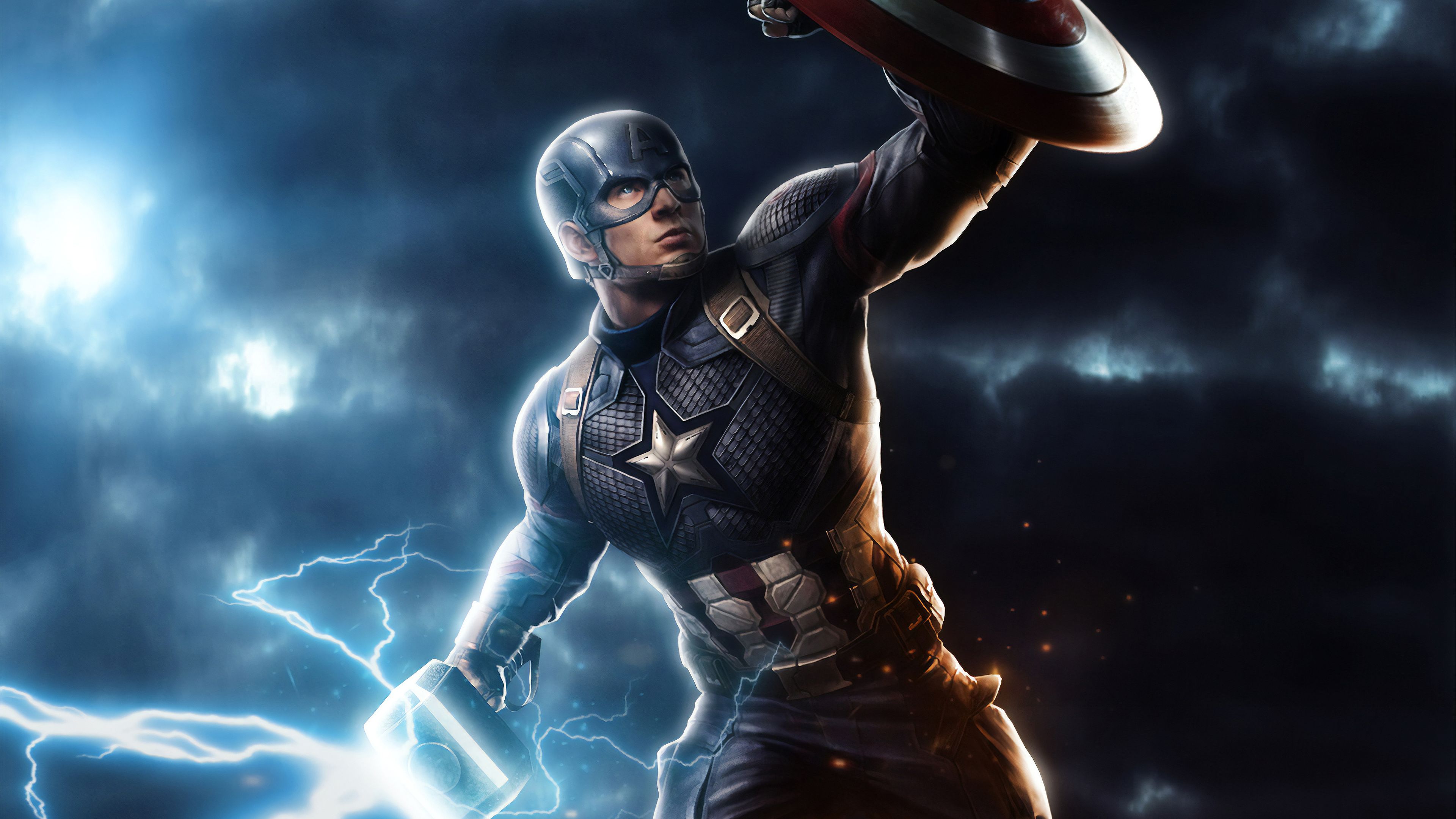 Captain America Mjolnir Avengers Endgame 4k Art, HD Superheroes, 4k Wallpaper, Image, Background, Photo and Picture