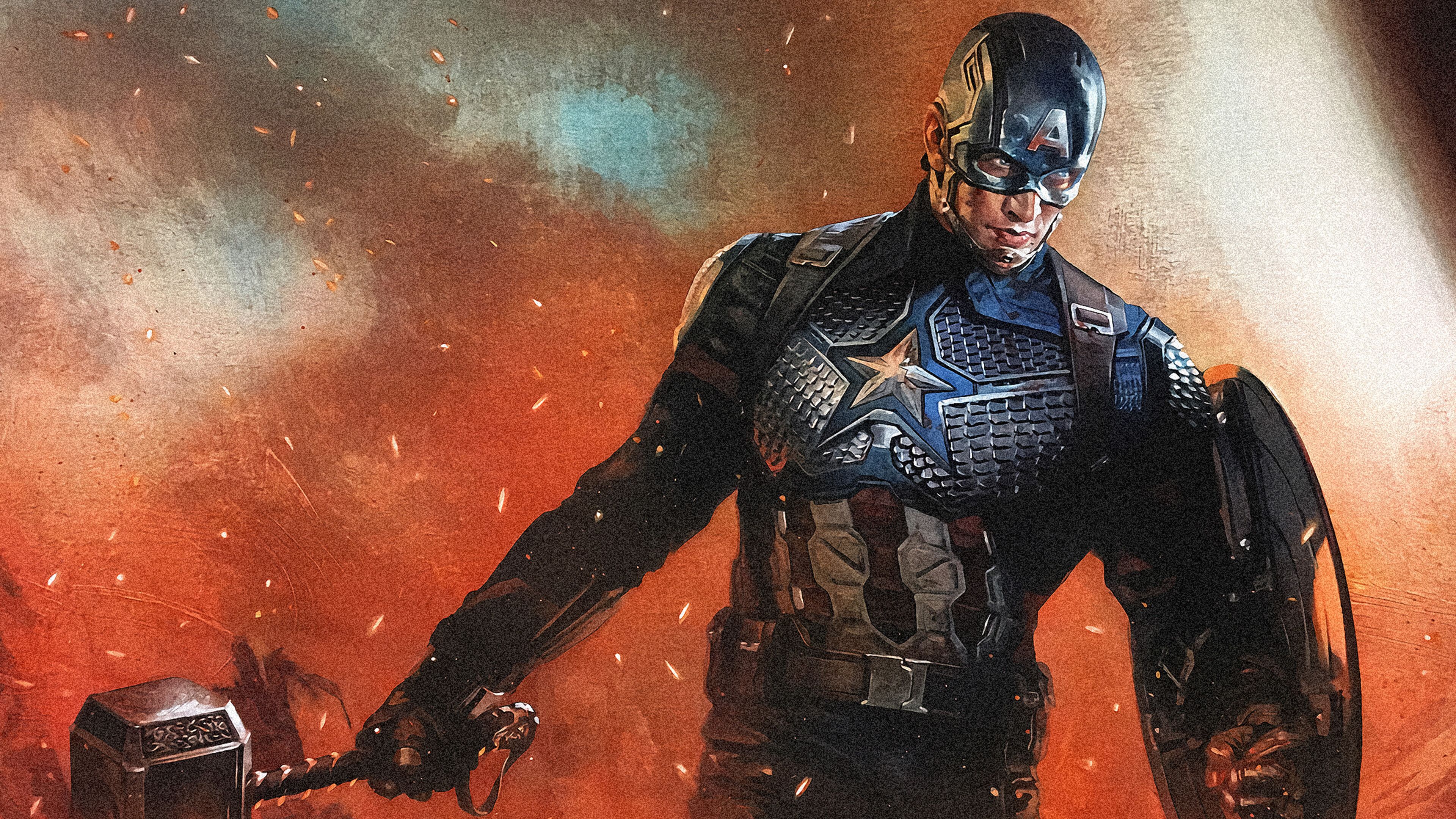 Captain America, Mjolnir, Hammer, Avengers Endgame, 4K wallpaper. Mocah HD Wallpaper