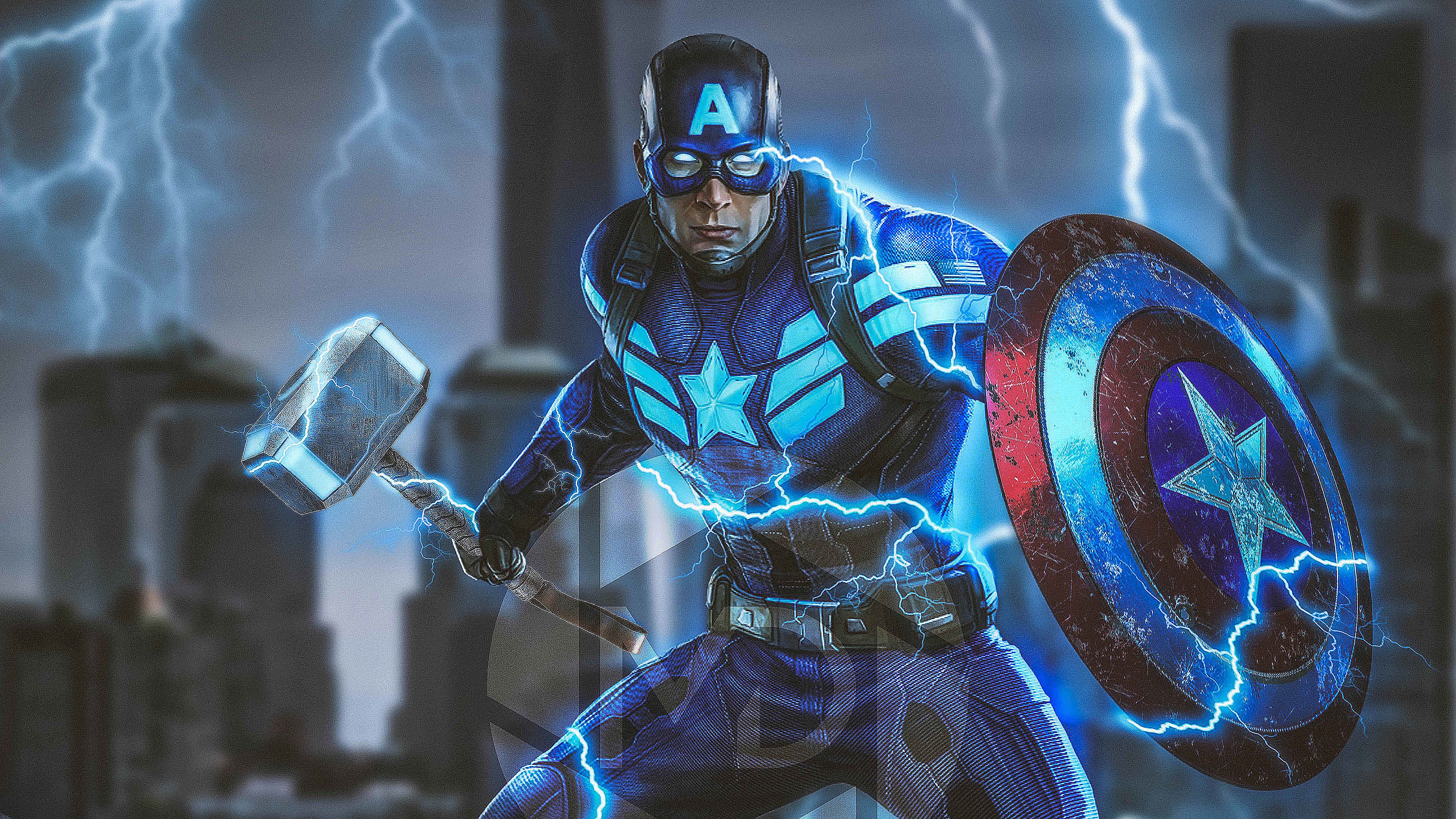 Captain America Mjolnir Avengers Endgame 4k 2019, HD Superheroes, 4k Wallpa...