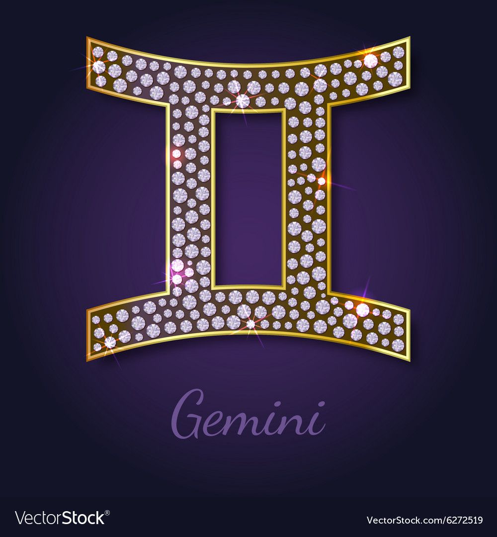 Golden Gemini zodiac signs Royalty Free Vector Image