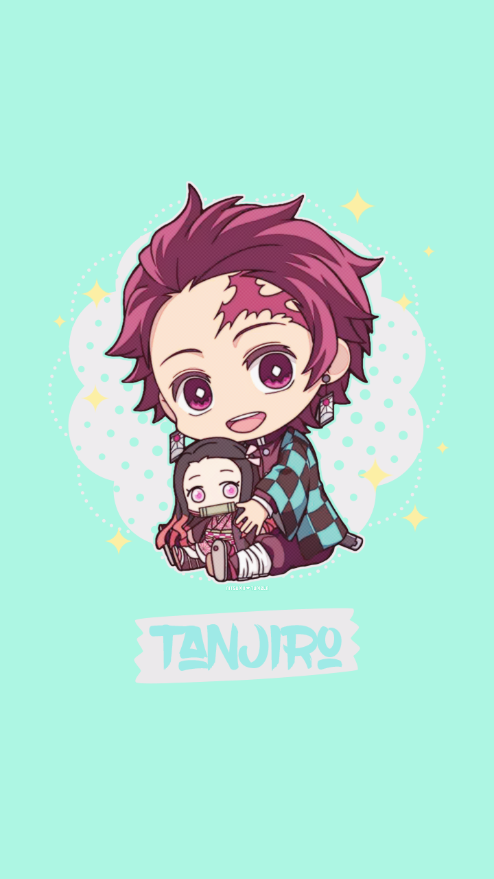 Demon Slayer Chibi Tanjiro Kamado Black Desktop Wallpaper 4K