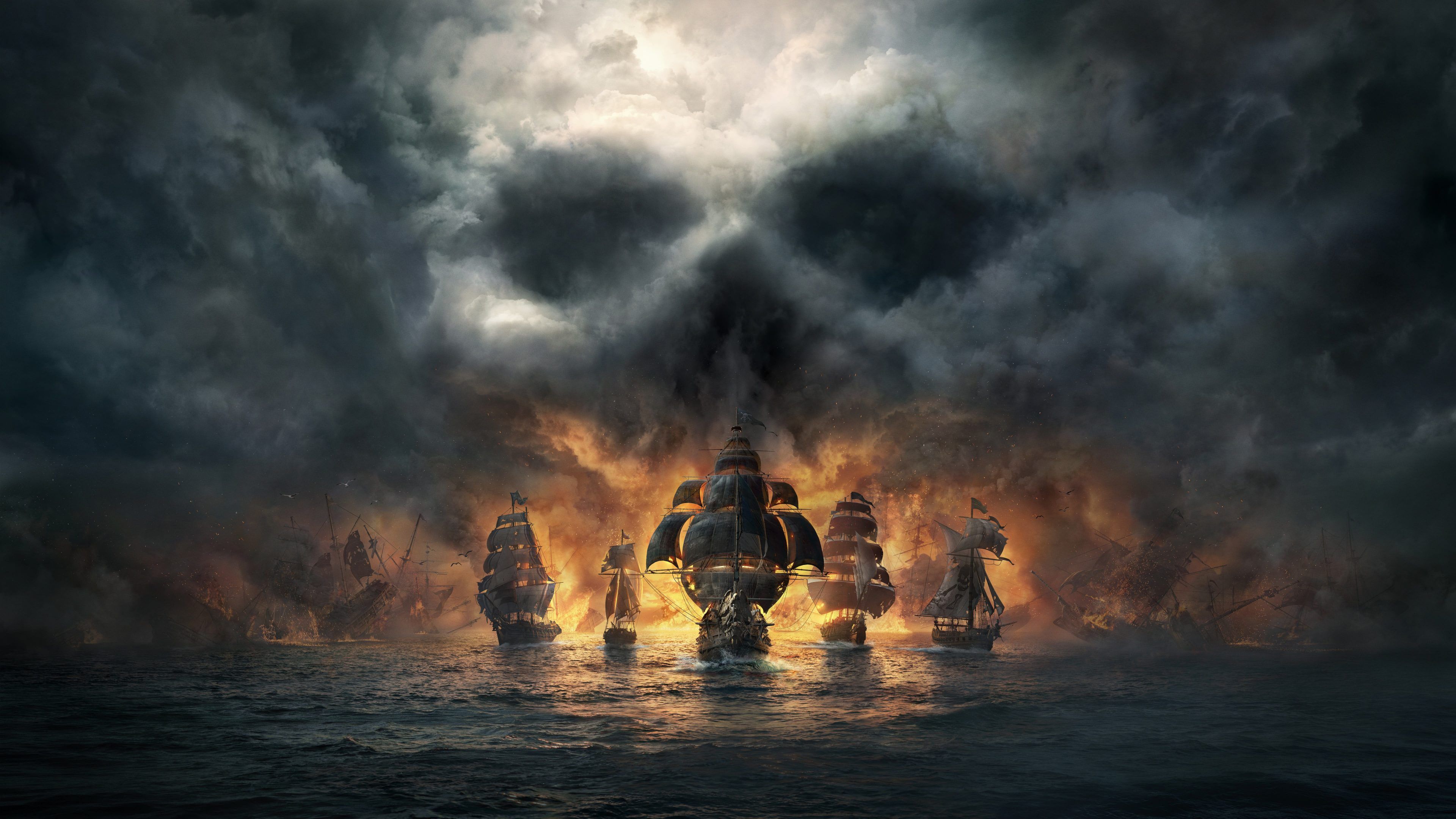 Skull and Bones Dark Pirates Ships 8K Wallpaper