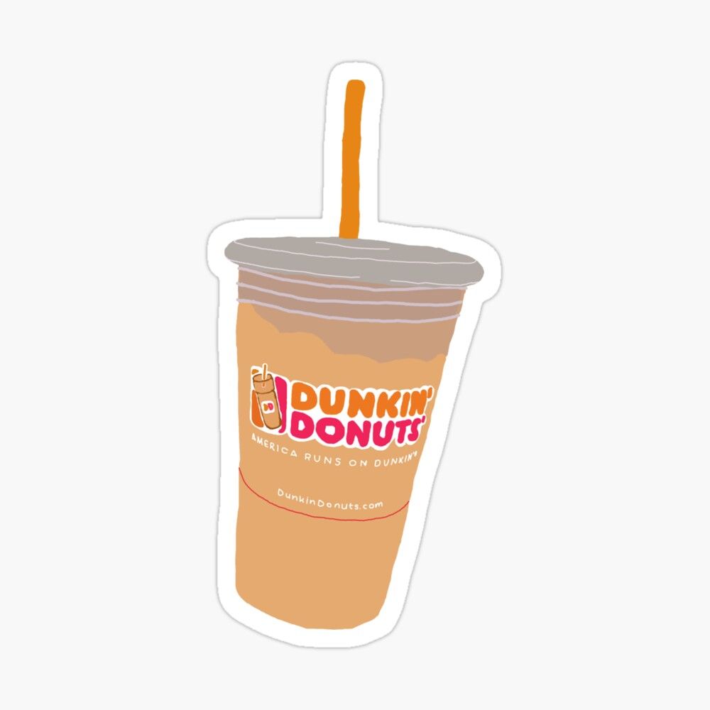 Dunkin Donuts Cup Doodle' Sticker By Gail Snail. Preppy Stickers, Bubble Stickers, Homemade Stickers
