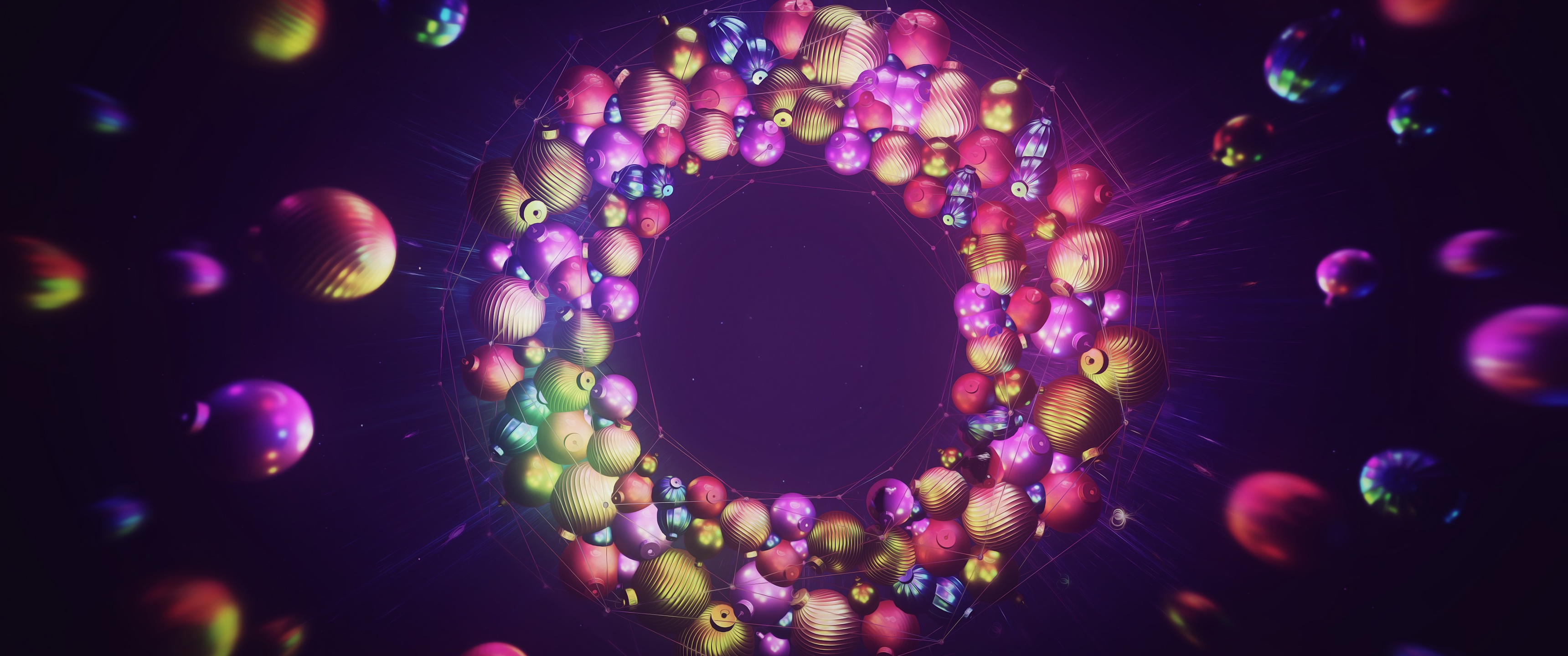 Abstract Christmas Decorations [3440x1440]