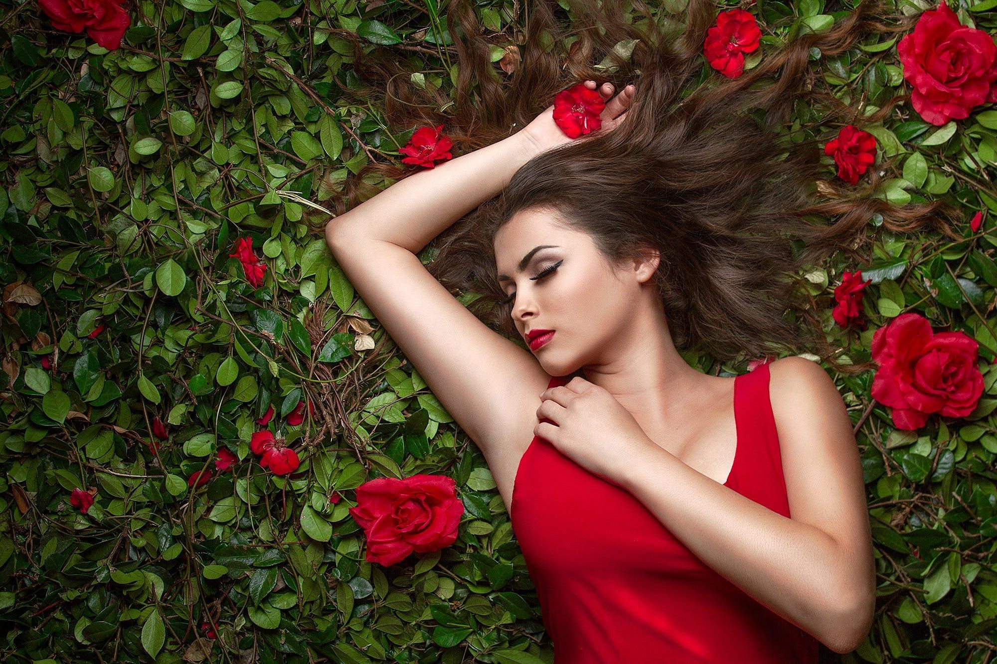 Women Mood Girl Flower Sleeping Woman Model Brunette Pose With Flowers Wallpaper & Background Download