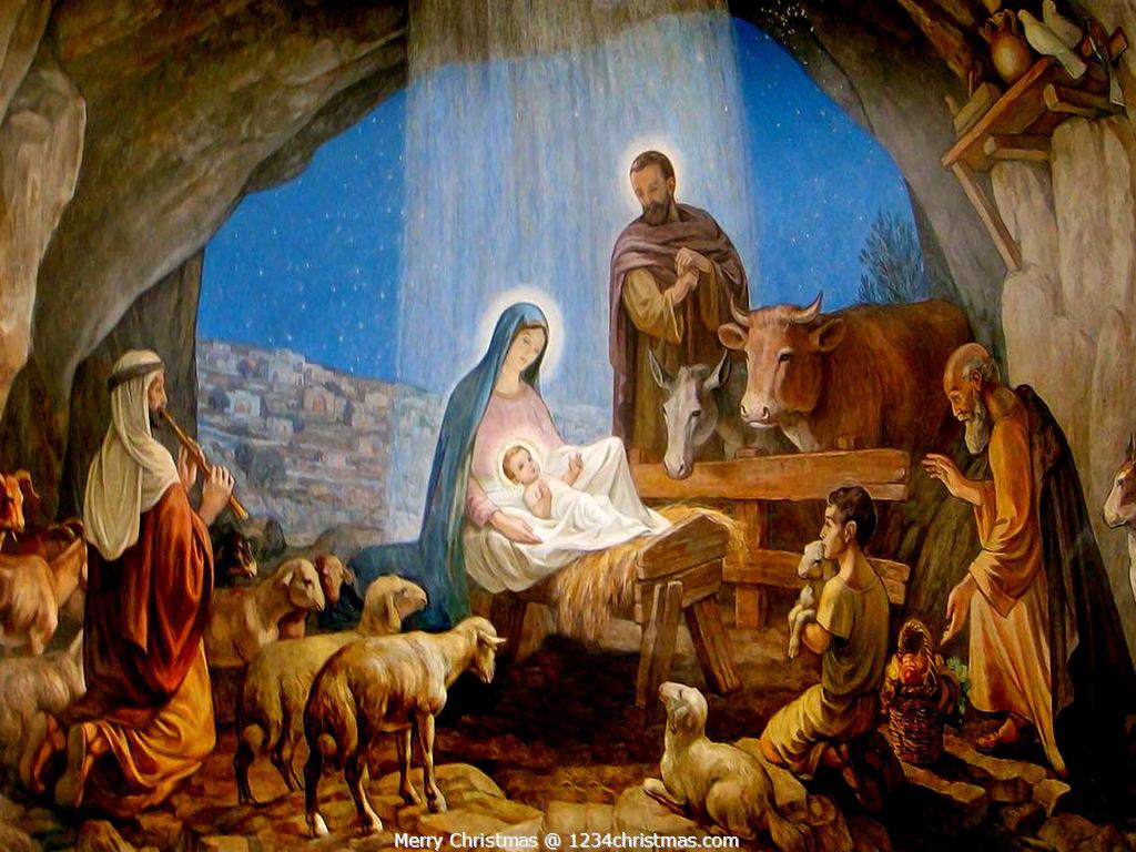 Christmas nativity scene wallpaper
