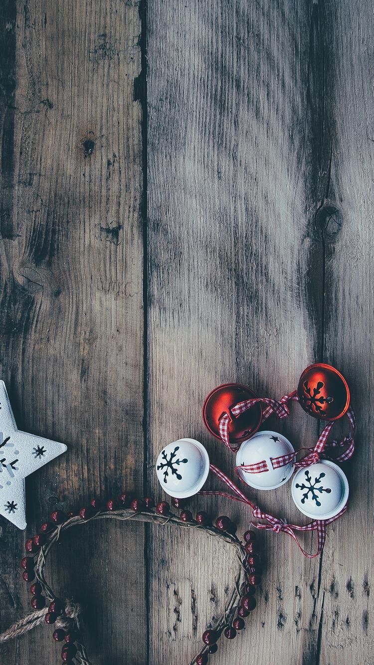 Jingle bells and wood rustic Christmas background iPhone android cellphone wallpaper lock screen. Rustic wood wallpaper, Wood wallpaper, Christmas phone wallpaper