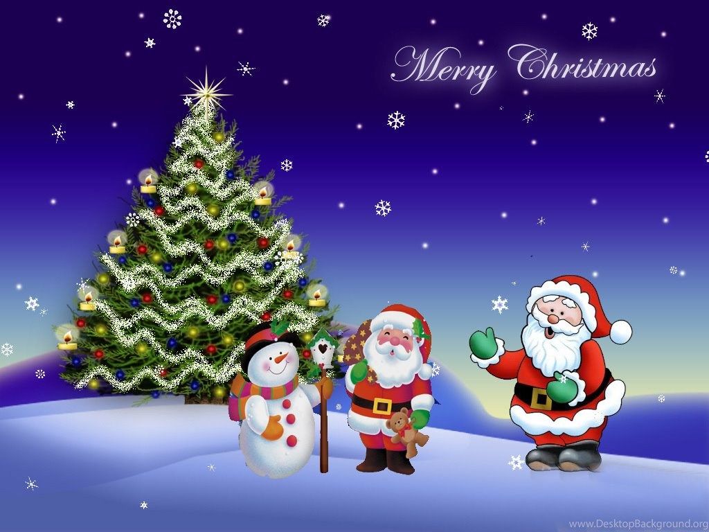Merry Christmas Tree Cartoon HD Wallpaper Free HD Wallpaper Desktop Background