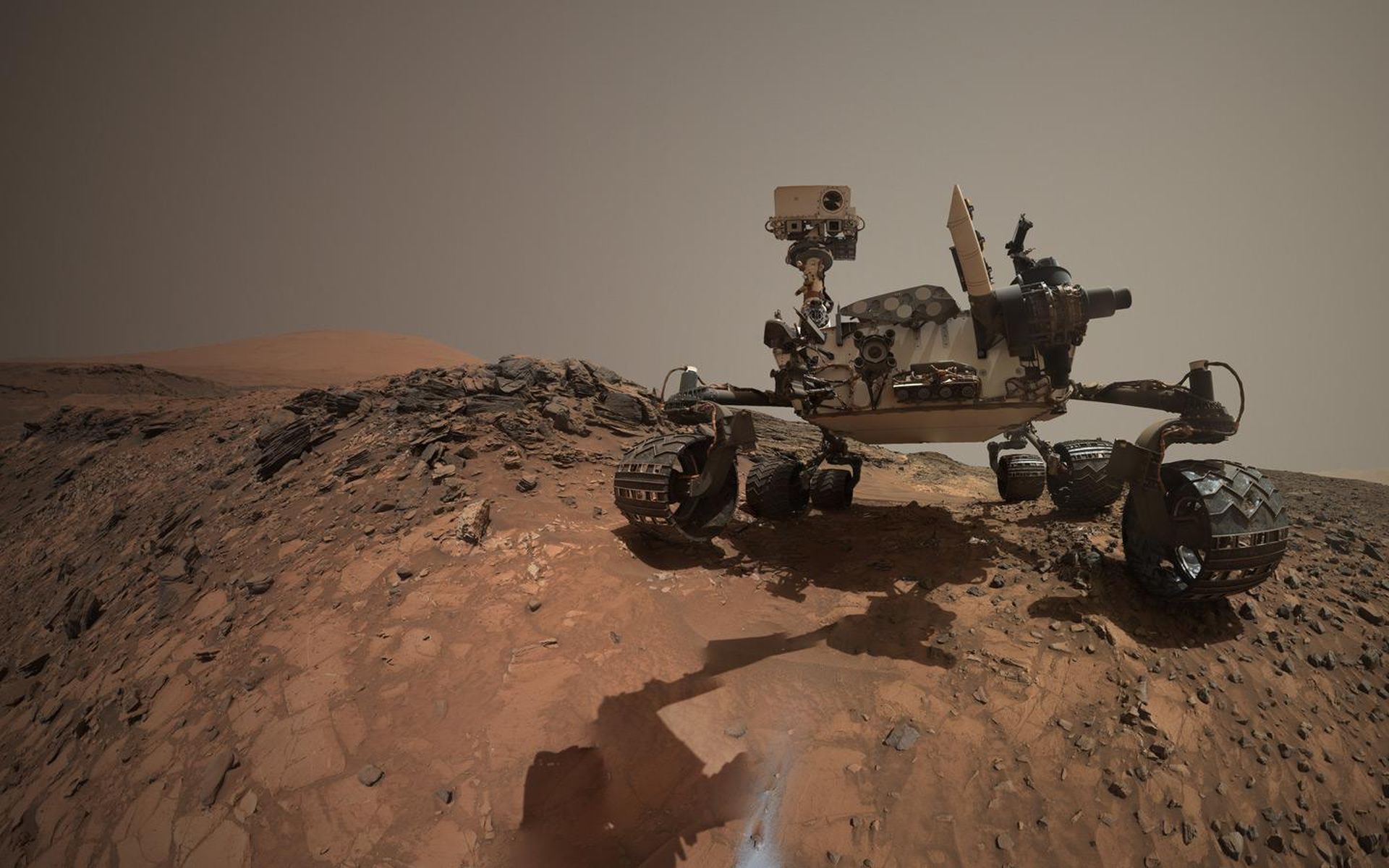 Space Image. Looking Up at Mars Rover Curiosity in 'Buckskin' Selfie