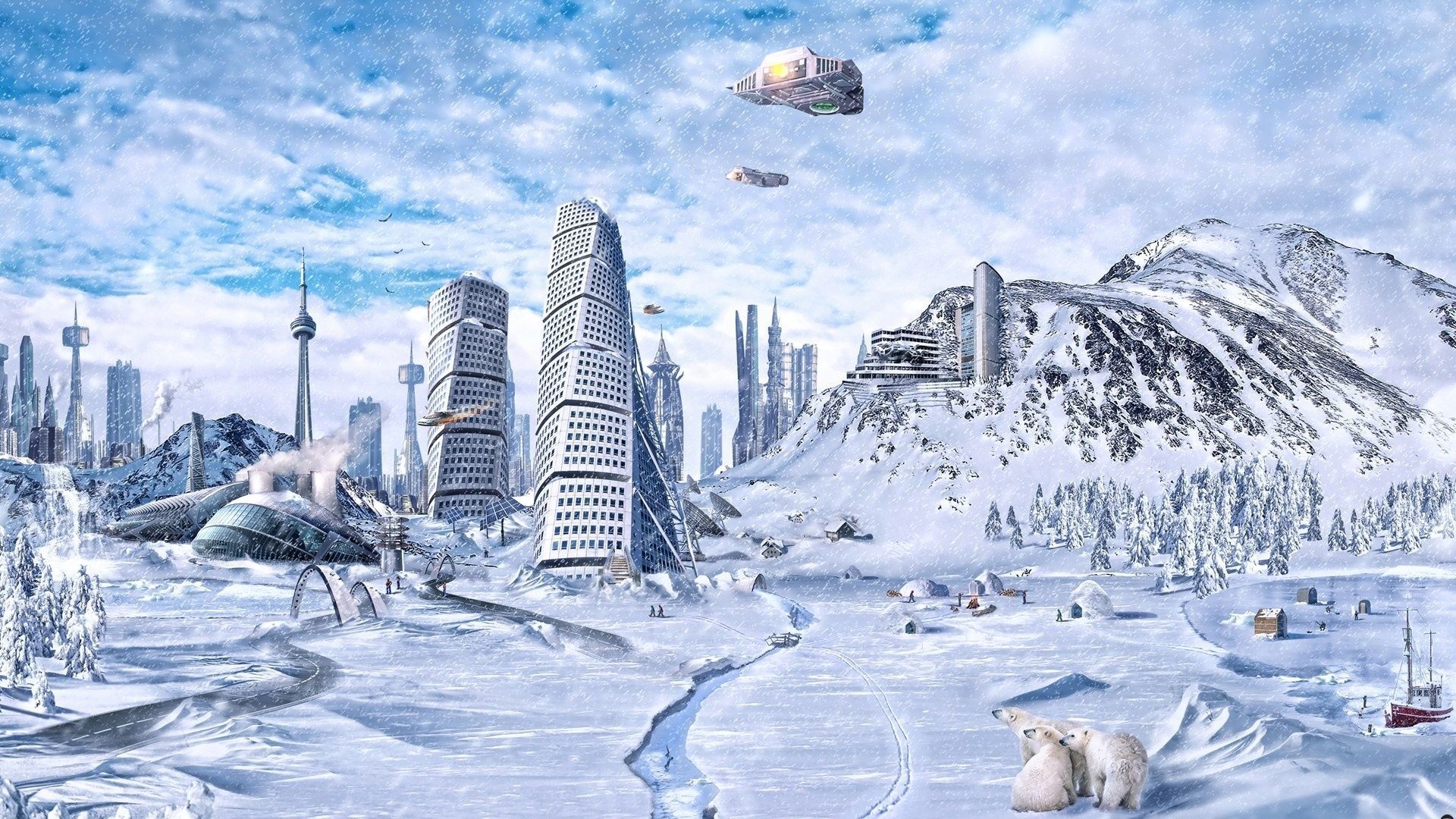 Sci Fi City In Winter