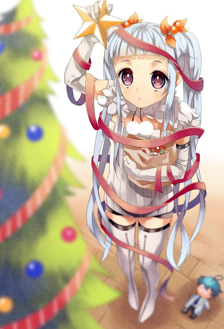 Phi Stars: Cute Anime Girls Xmas or Christmas Wallpaper