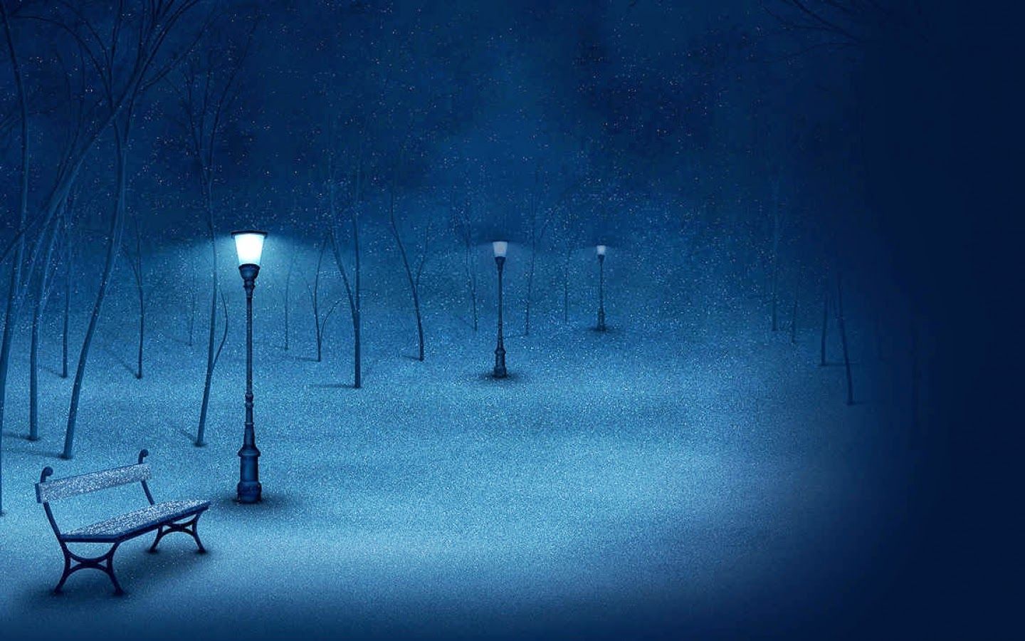 Dark Winter Night Desktop Wallpaper