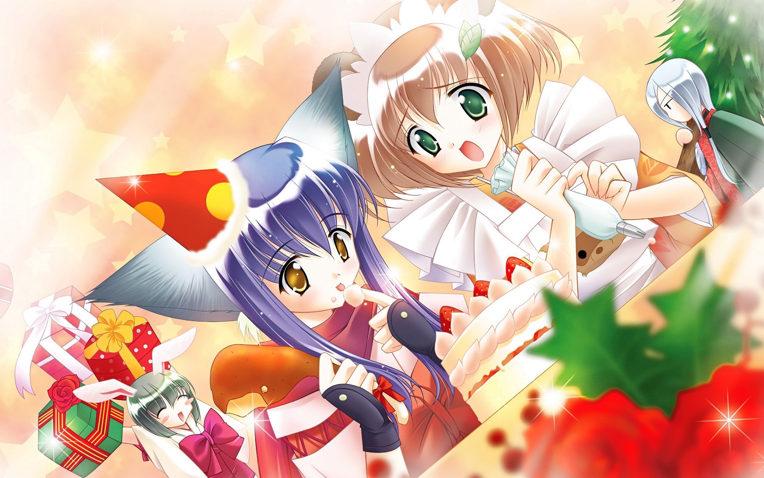 Download Cute Anime Christmas Celebrate Wallpaper. Full HD Background