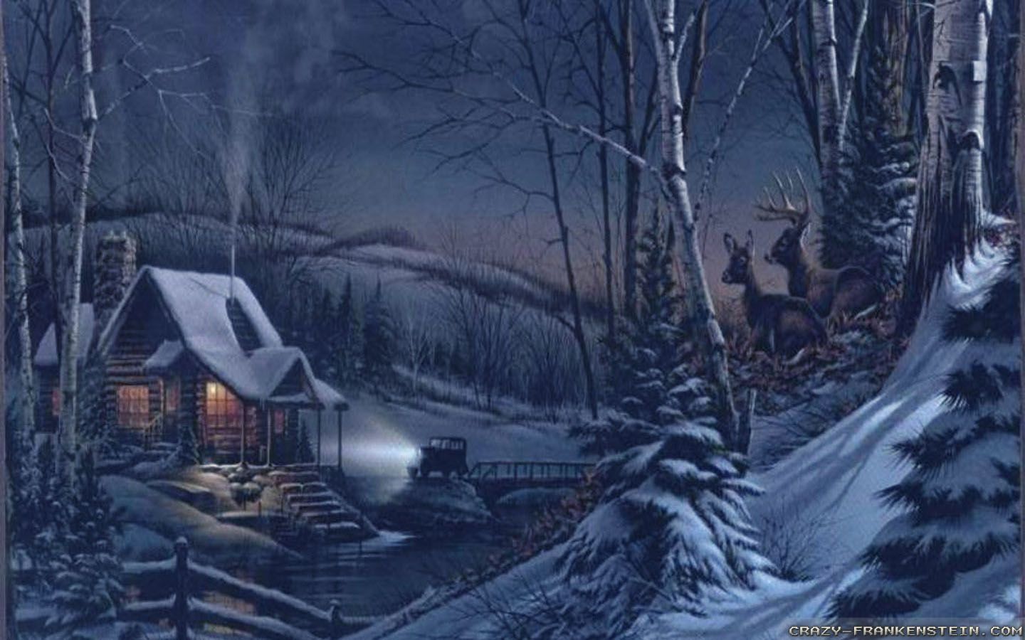 Winter Log Cabin Wallpaper Winter Night House HD Wallpaper