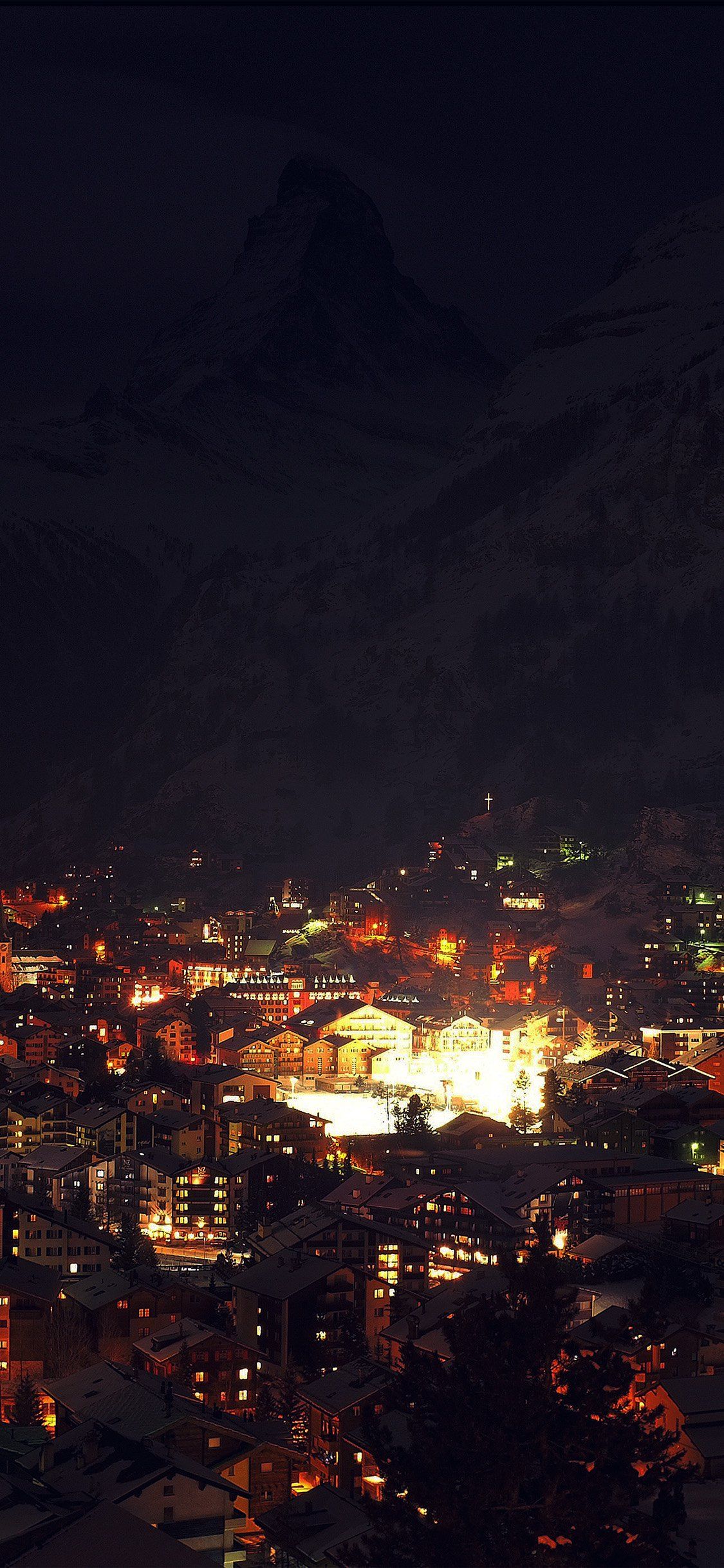 Night city light winter iPhone X Wallpaper Free Download