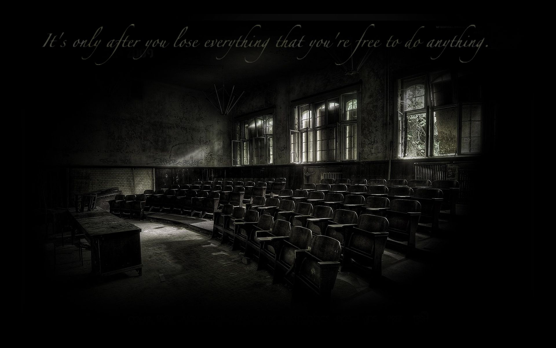 quotes, lecture hall, Chuck Palahniuk wallpaper