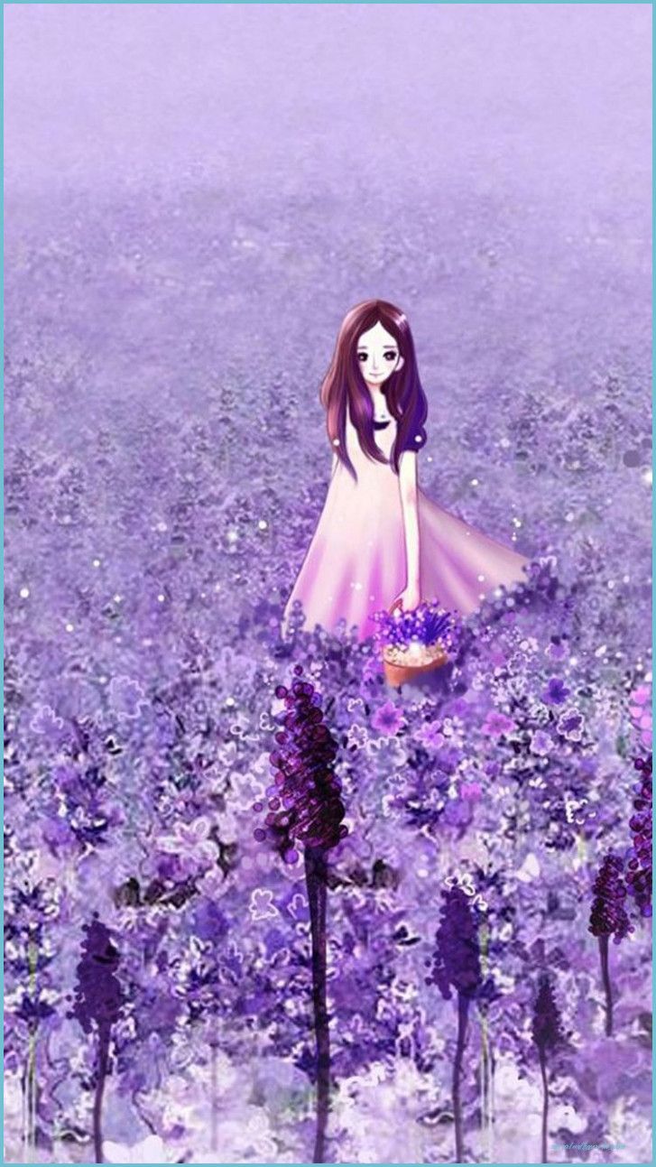 Cute Girl In Purple Flower Garden iPhone 10 Wallpaper Download girl wallpaper for iphone