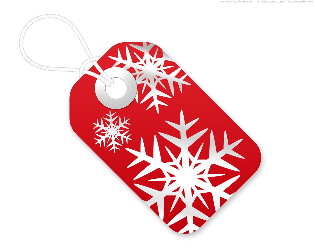 Red and white Christmas tags, PSD