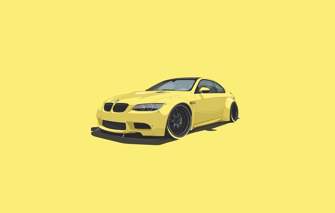 Wallpaper BMW, Car, Yellow, Minimalistic image for desktop, section минимализм