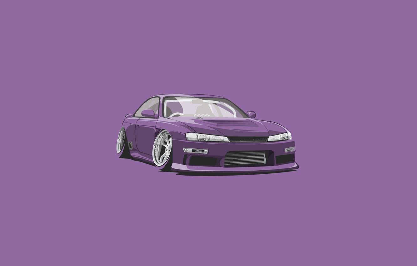 Wallpaper S Silvia, Nissan, Car, Purple, Minimalistic image for desktop, section минимализм