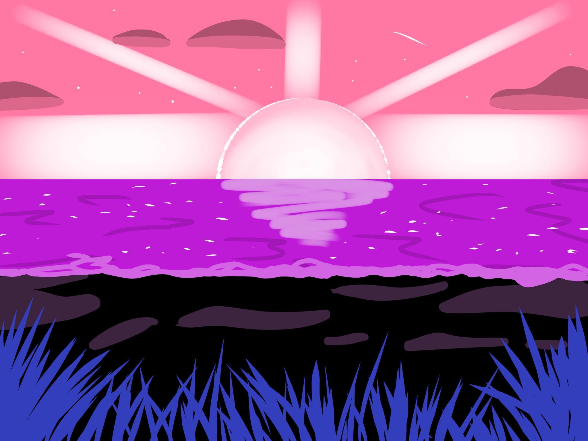 I saw someone drawing the enby flag as a landscape and wanted to try it out so here is the genderfluid flag as a landscape