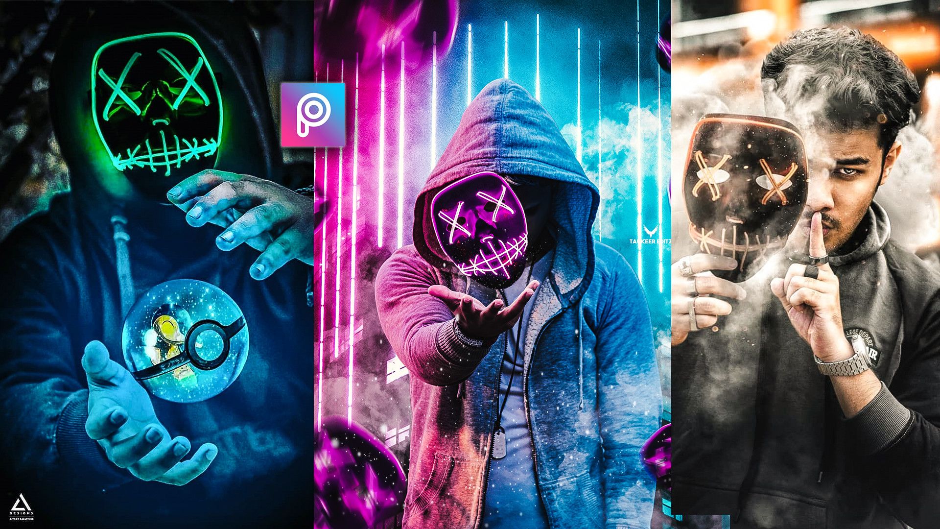 3D Neon Hacker Mask Photo Editing Background Download Hacker Image HD