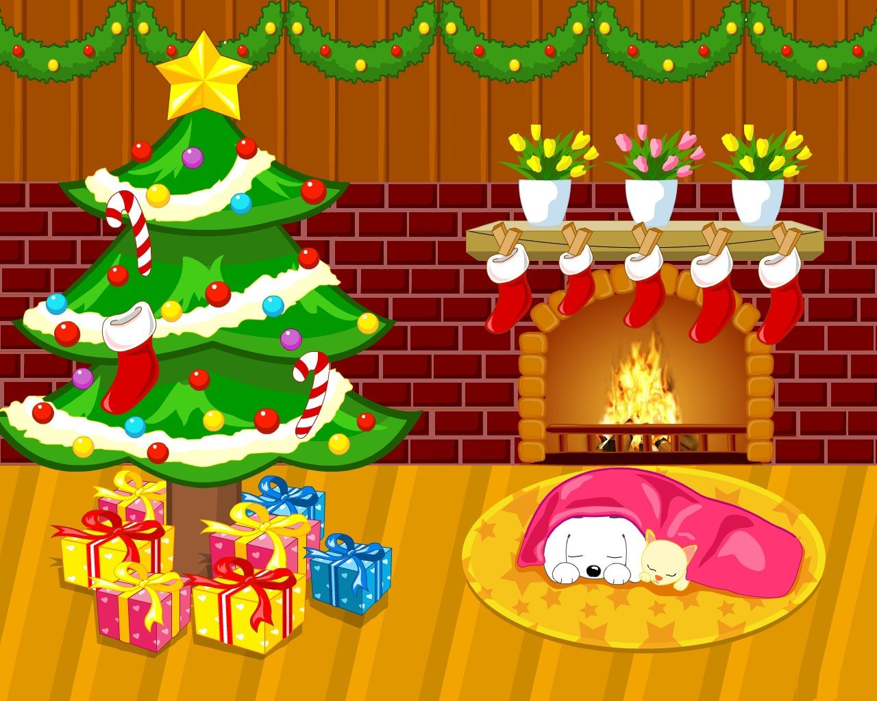 Cute Cartoon Christmas Desktop Wallpaper Free wallpaper download 1280x1024