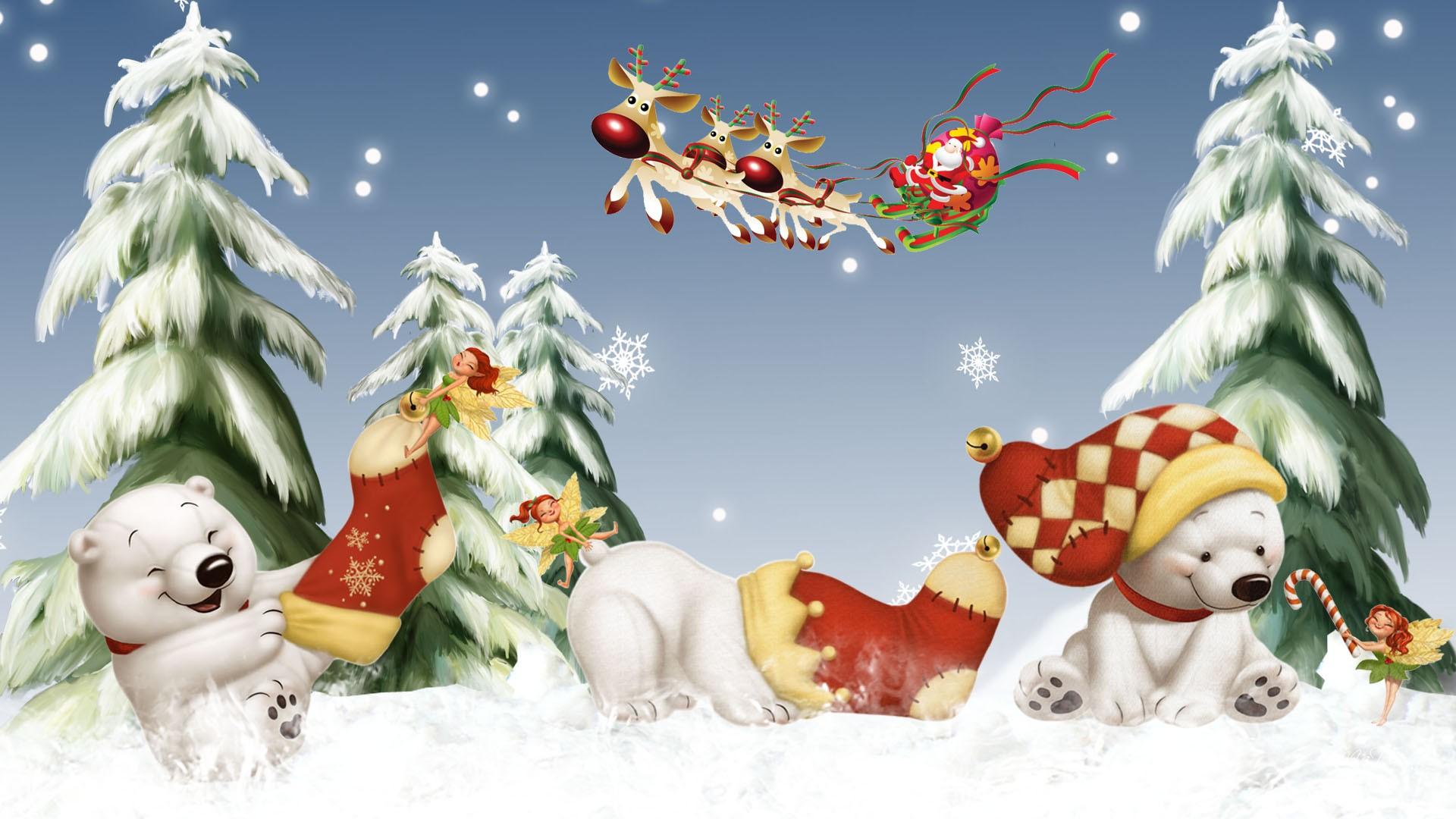 Christmas Polar Bear Desktop Wallpaper 07729
