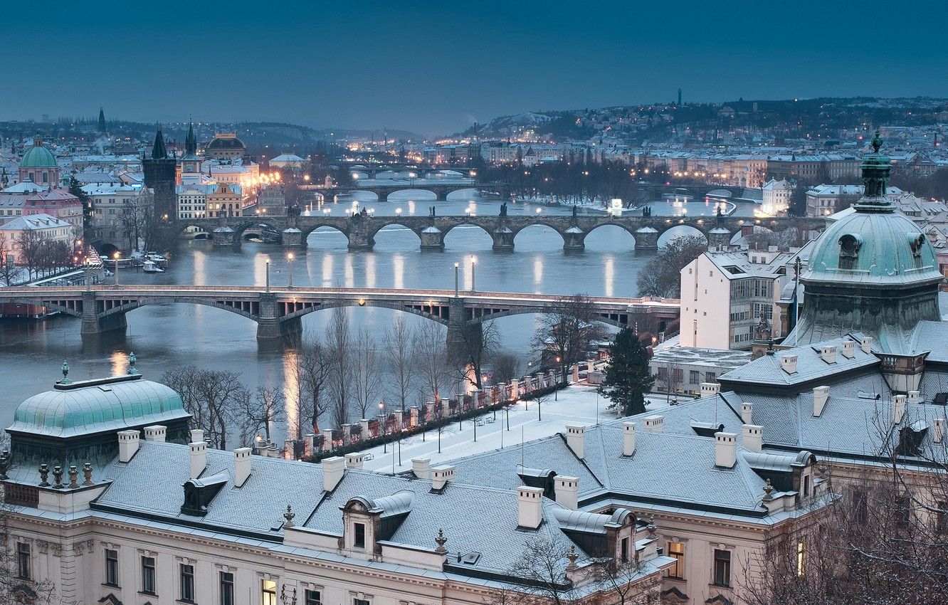 Wallpaper winter, Prague, cityscape, Czech Republic image for desktop, section город