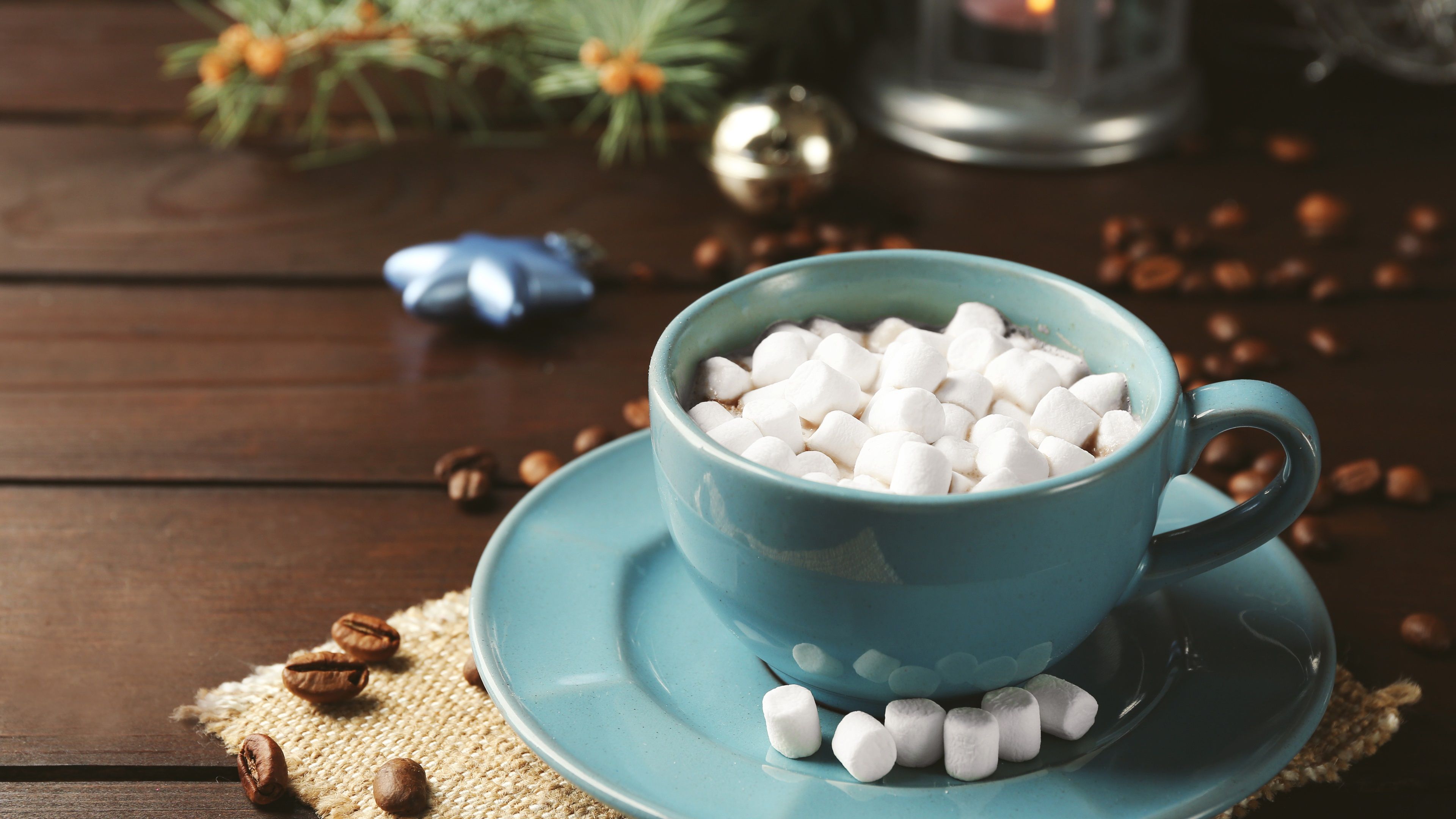 Wallpaper Hot chocolate, cocoa, marshmallow, cup, drinks 3840x2160 UHD 4K Picture, Image