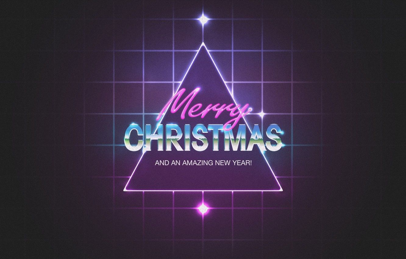 Wallpaper neon, squares, New Year, Christmas, triangle, New Year, Merry Chrismas image for desktop, section стиль