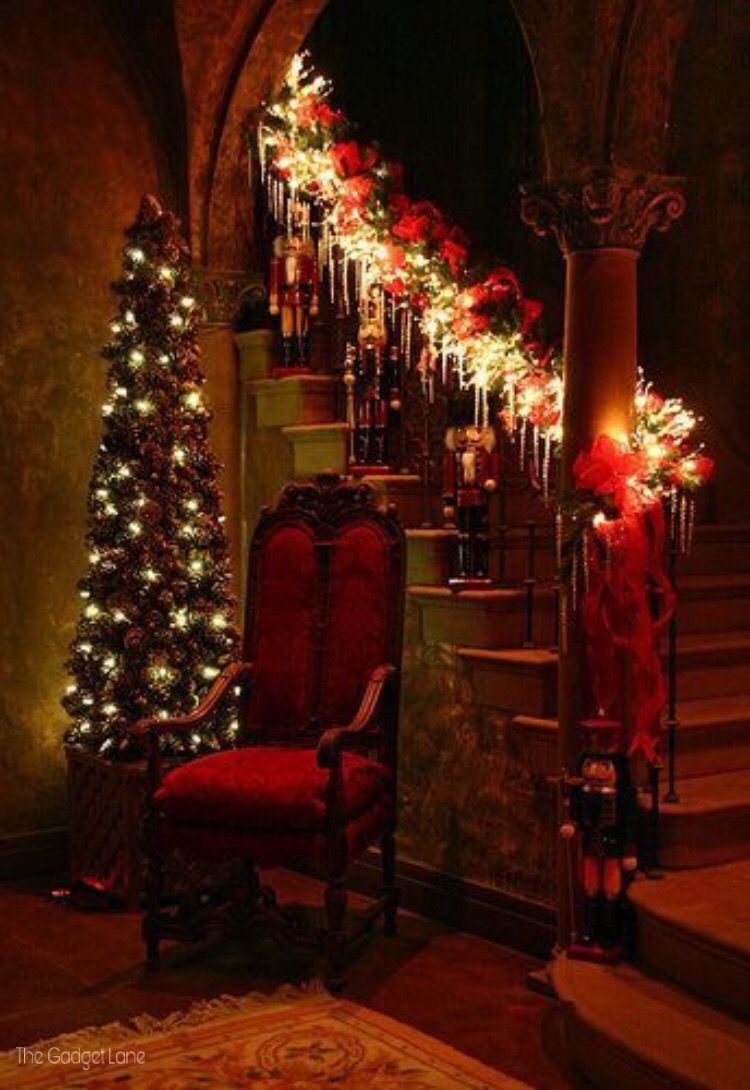 Christmas. New Year. Wallpaper. Christmas staircase, Christmas decorations, Christmas lights