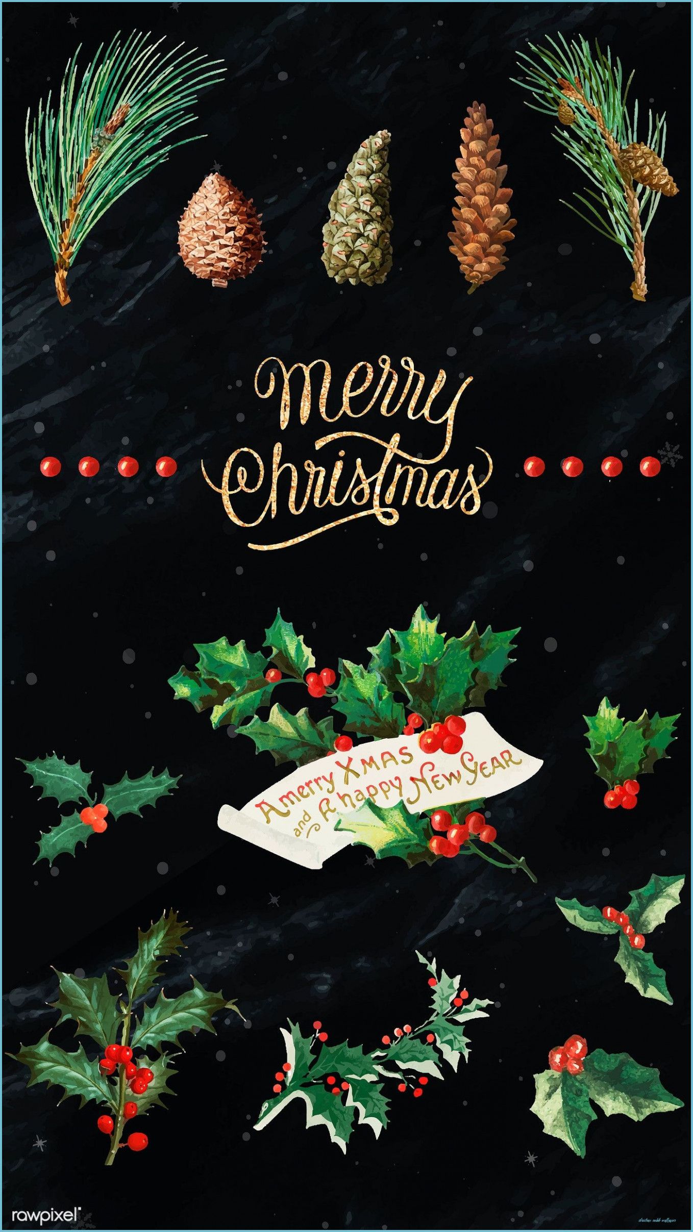 Download premium vector of Festive merry Christmas mobile mobile wallpaper