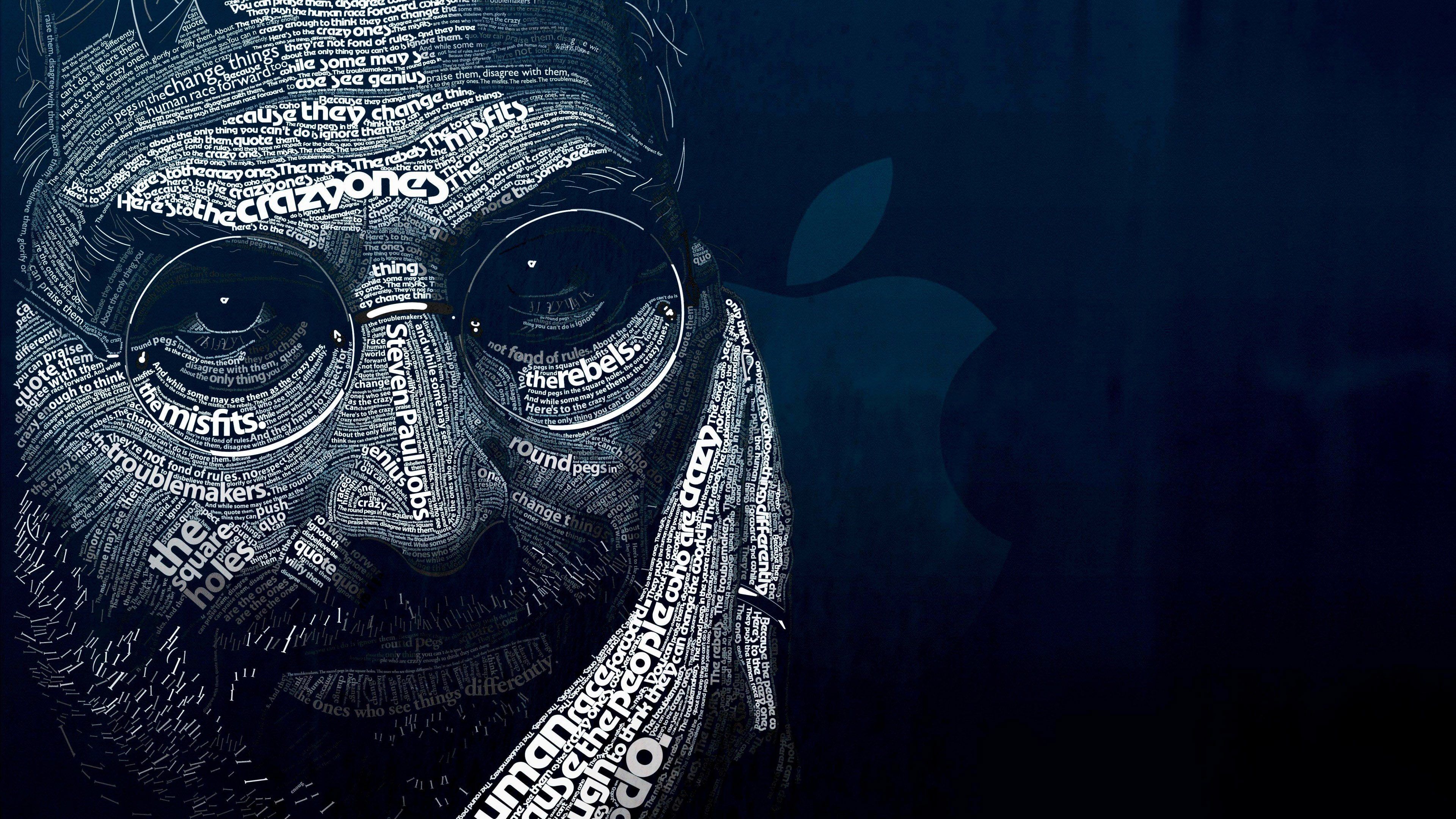 Steve Jobs Typography Apple 4K Wallpaper