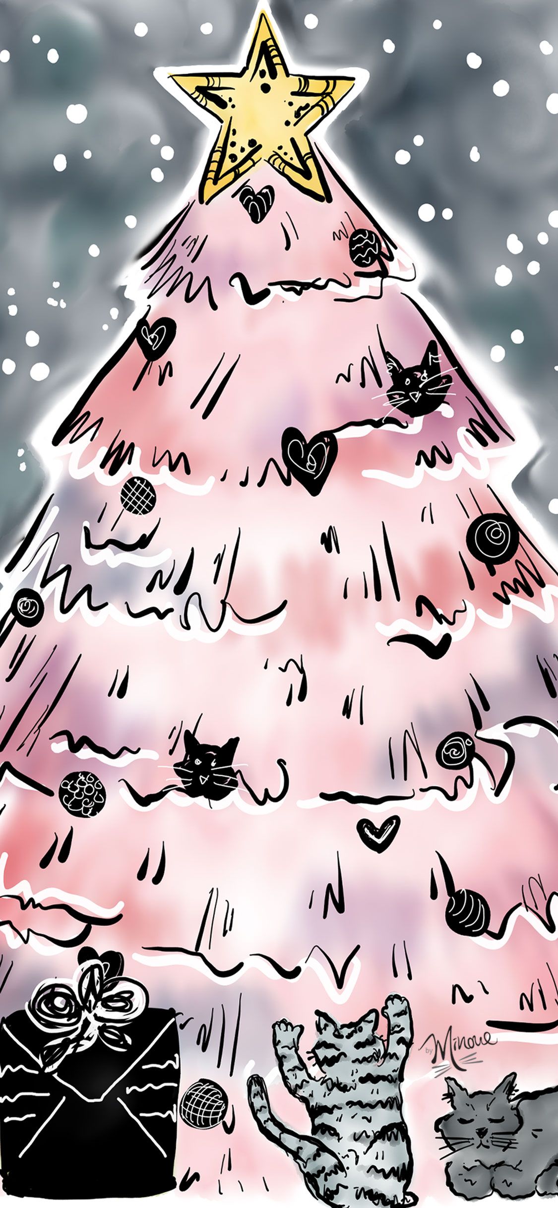 Wallpaper Christmas Tree Pink X