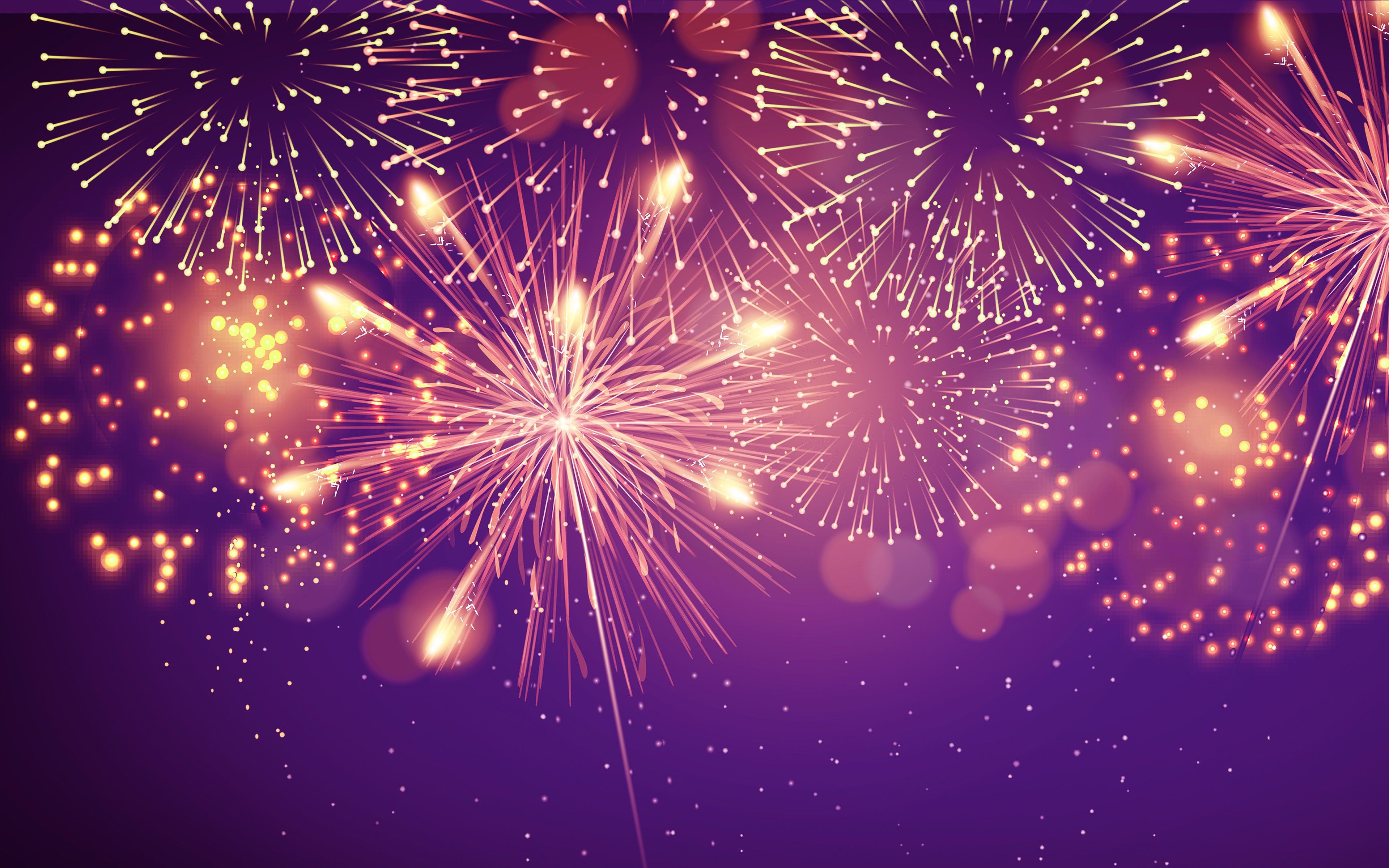Download wallpapers Fireworks on a purple background, Backgrounds with fireworks, New Year, Christmas, purple Christmas background, Fireworks for desktop with resolution 3840x2400. High Quality HD pictures wallpapers