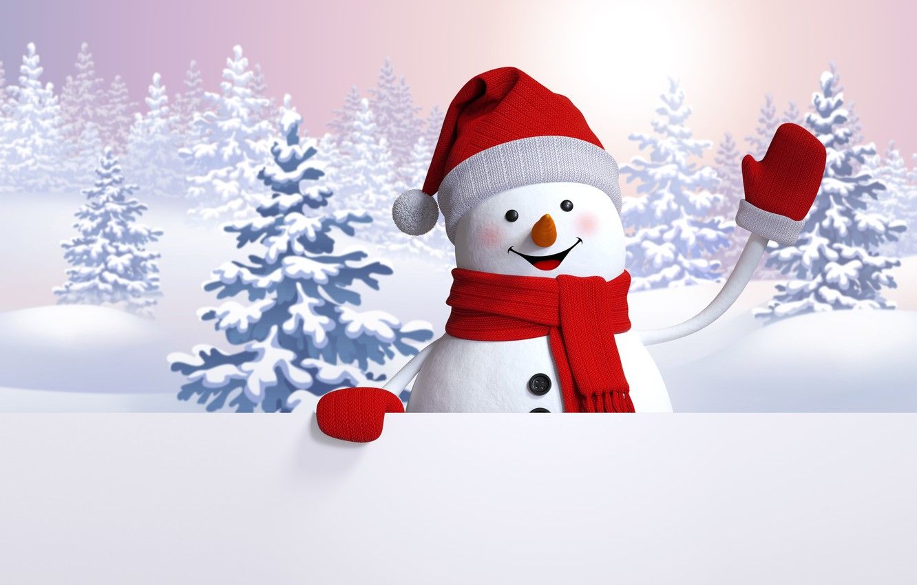 Wallpaper snowman, happy, winter, snow, cute, snowman image for desktop, section рендеринг